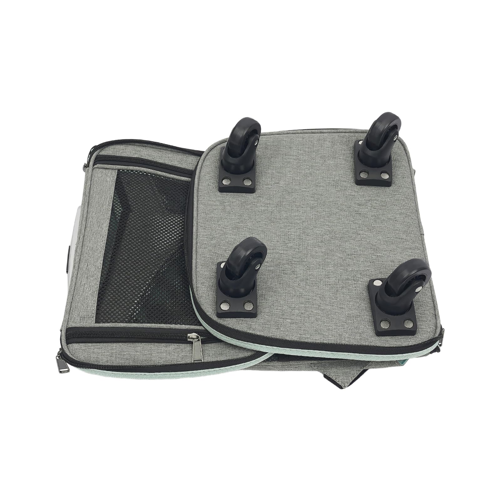 Transporttasche für Katze mit Rollen Hundetragetasche 45 * 33 * 14 cm hundewagen bis 9 kg Katze und 7,5 kg Hund katzenwagen (Grau)