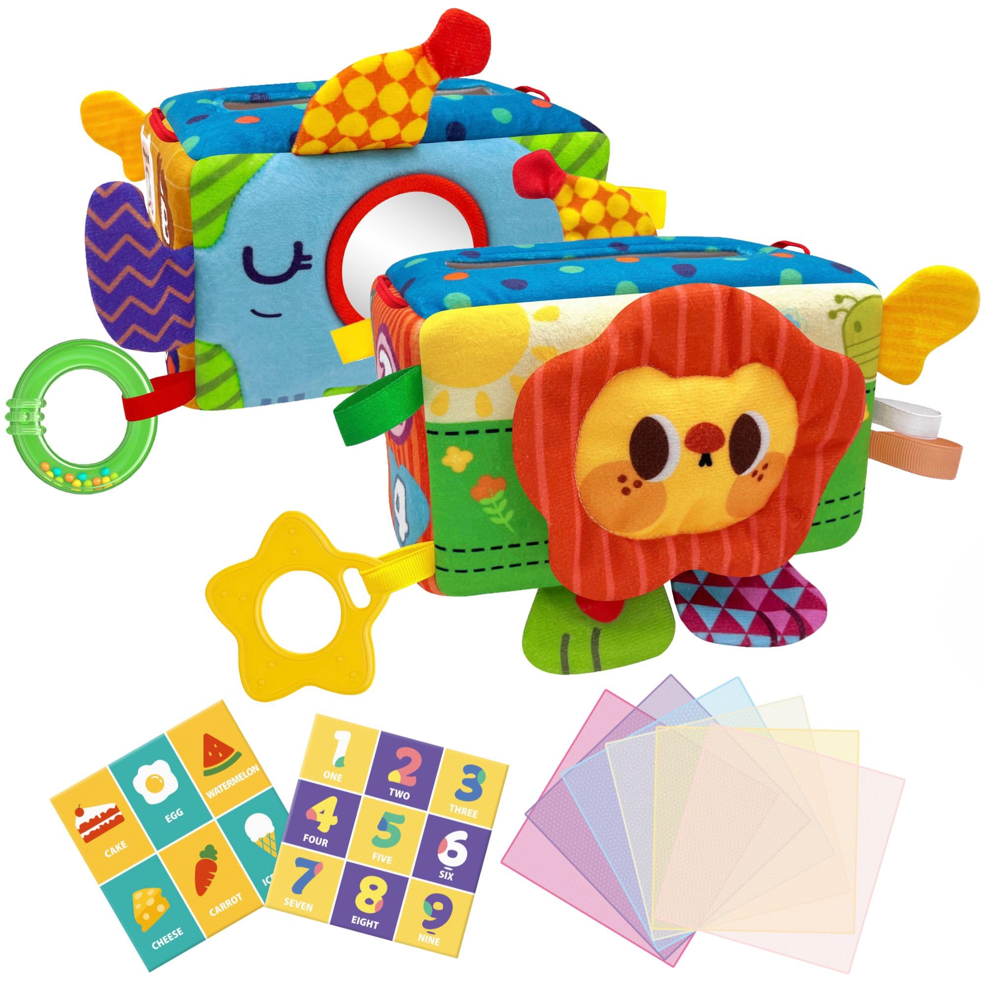 PlenPLAY Baby Tissue Box Toy - Sensory Development Baby Learning Toys 6-12 Months - Montessori Toys for 1 Year Old - Montessori Baby Toys – Baby Sensory Toys