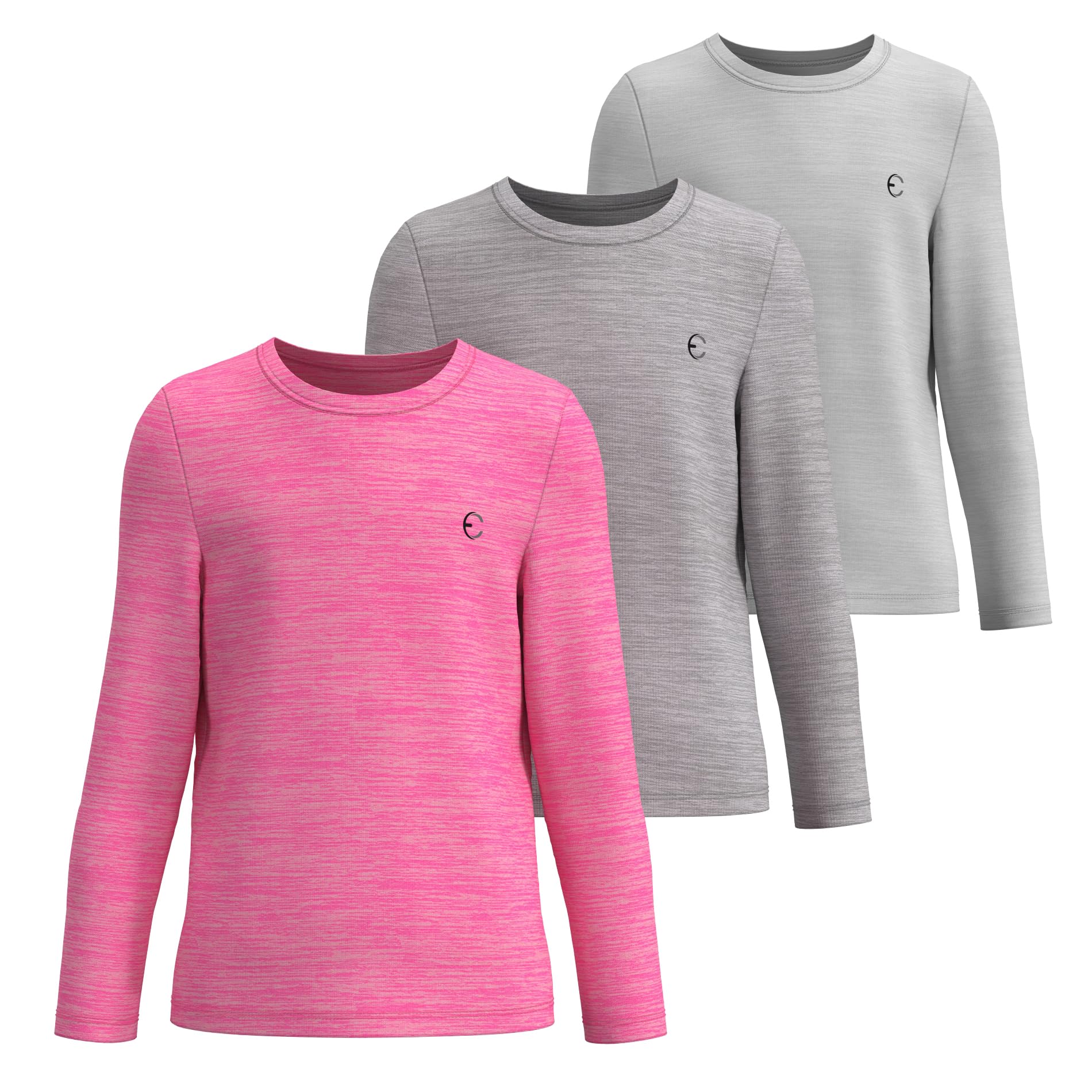 Girls Long Sleeve Athletic Performance T-Shirts 3-Pack