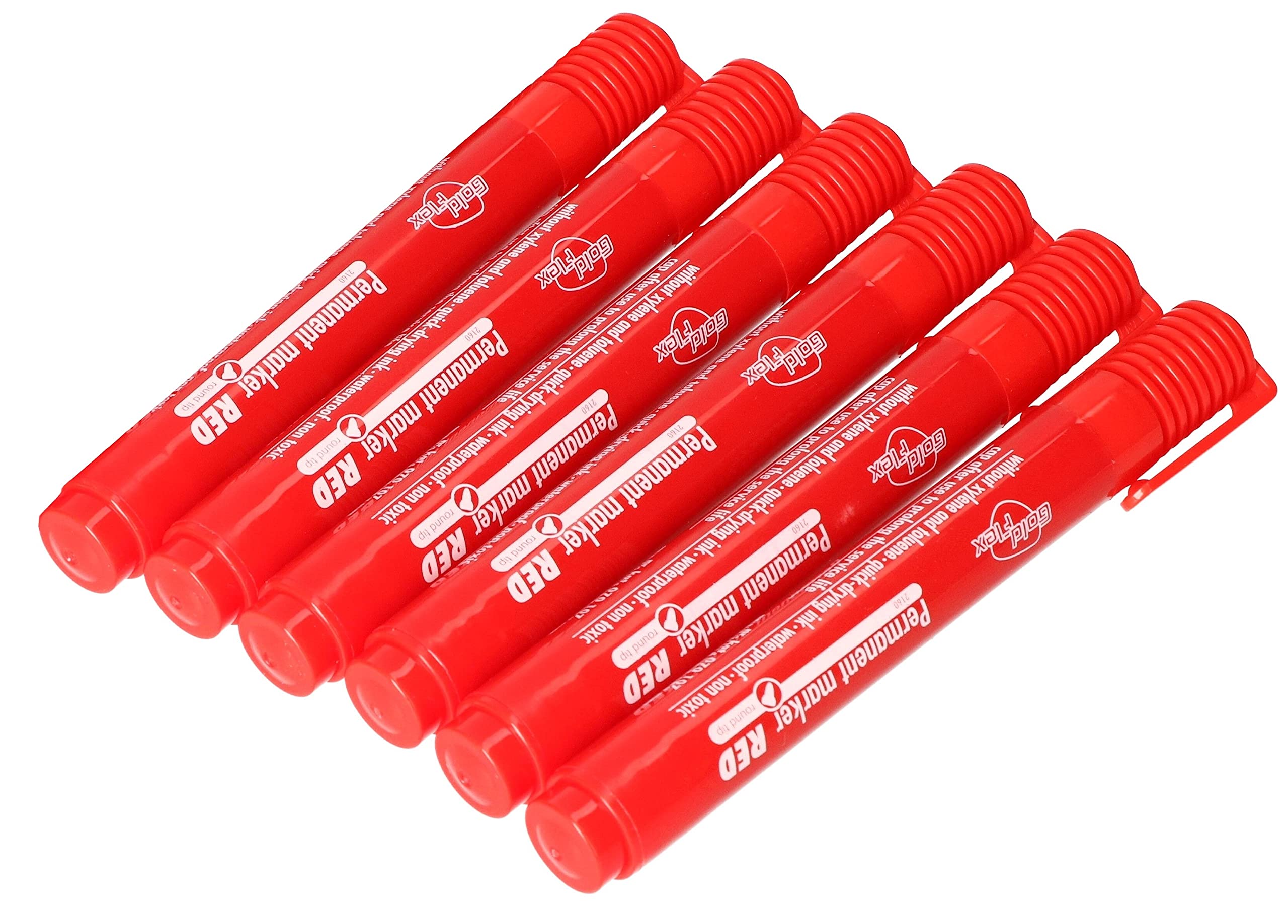 KOTARBAU® 6 x Rotuladores permanentes, Punta redonda - cónica, Tinta roja, Marcador, Punta gruesa, Secado rápido, Resistente al agua, Duradero, Apto para varias superficies, 6 unidades