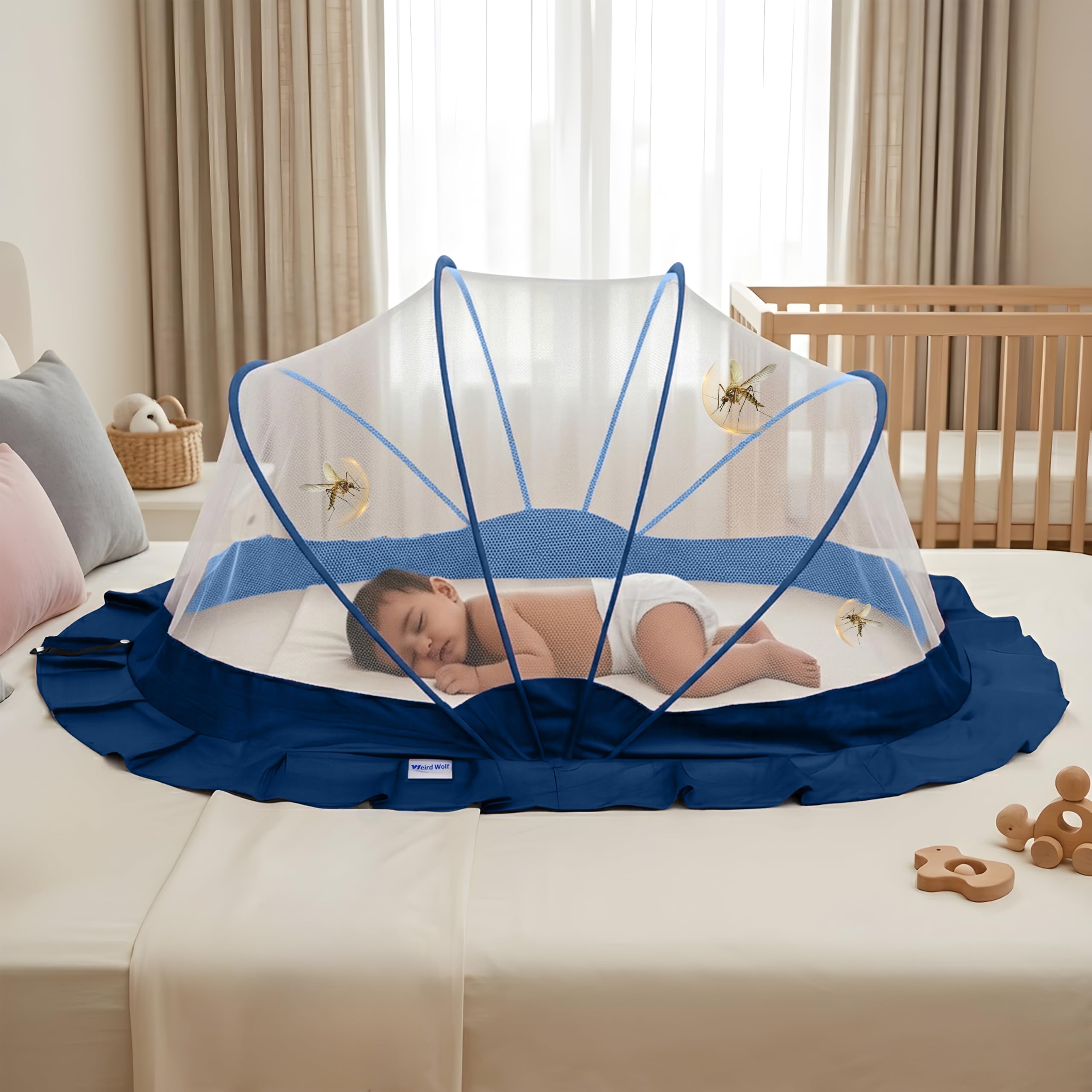 Weird Wolf Foldable Baby Mosquito Net, Bottomless Net for Infants, for Safe & Easy Use | 107 x 74 x 55 cms Mosquito Net for Baby, Toddlers & Infant (0-36 Months)-image-40