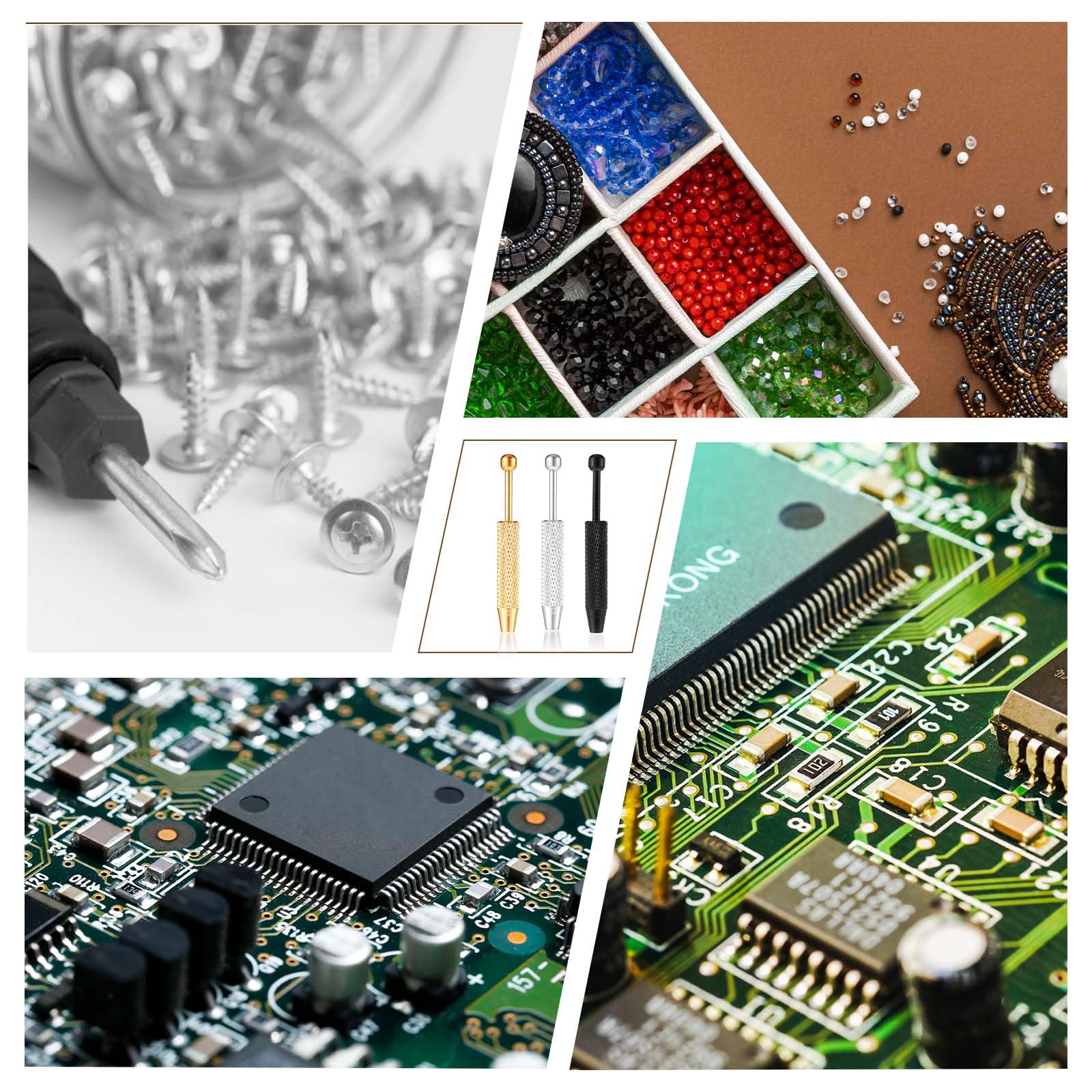 Simarro 3-teiliges Piercing Zange Set - Kugelgreifer Für Schmuck In Schwarz, Gold, Silber