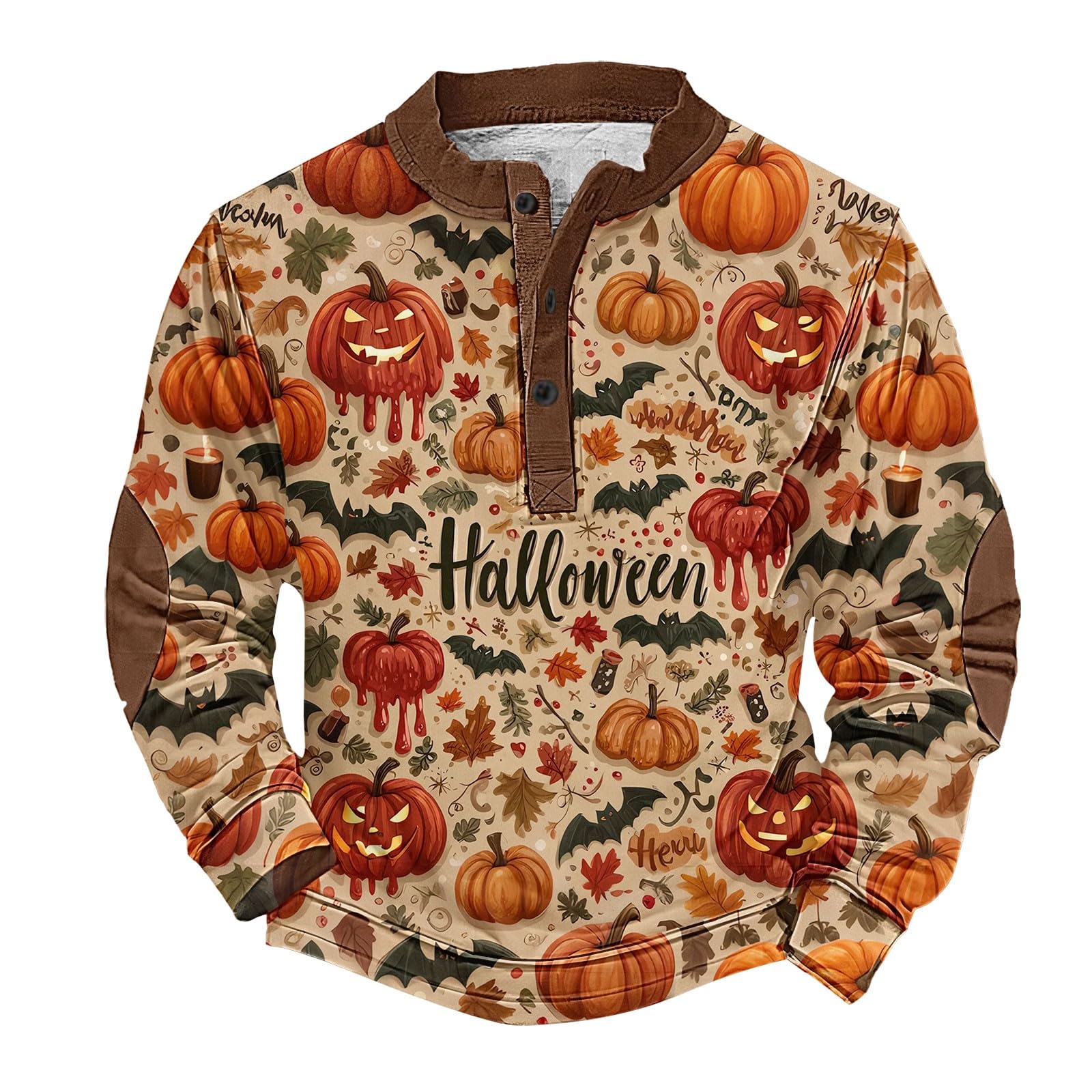 Ropa Anti UV Hombre Sudadera con Cuello Abotonado Y Estampado Retro De Halloween para Abrigo Verano Ciclismo Camisas Manga Larga Playa Camisa Proteccion Boxeo Impermeable Chaqueta Calor