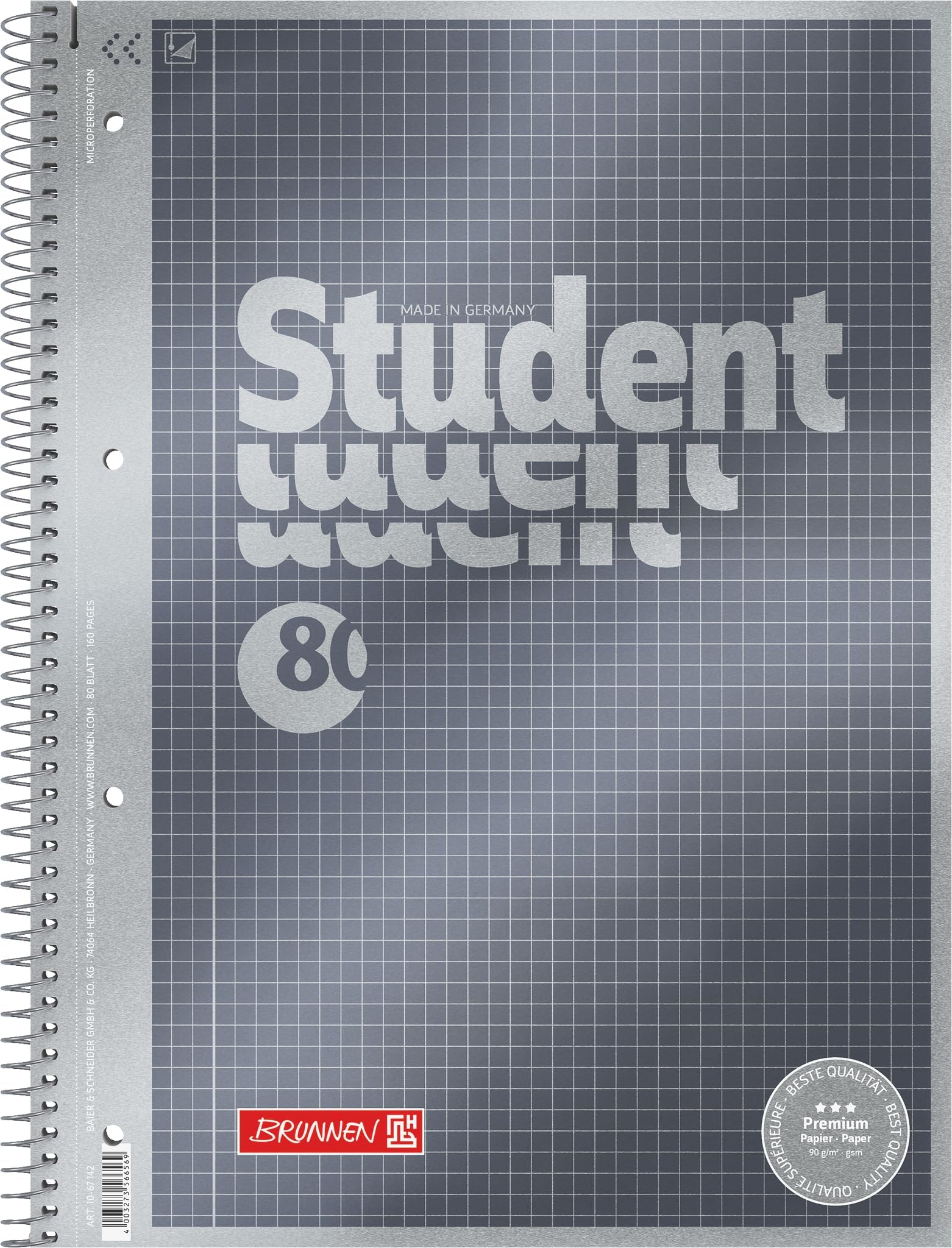 1067142 Notepad/Student Premium Set Treated Cover with Metallic Effect A4 Squared 90 g/m² – 80 Sheets