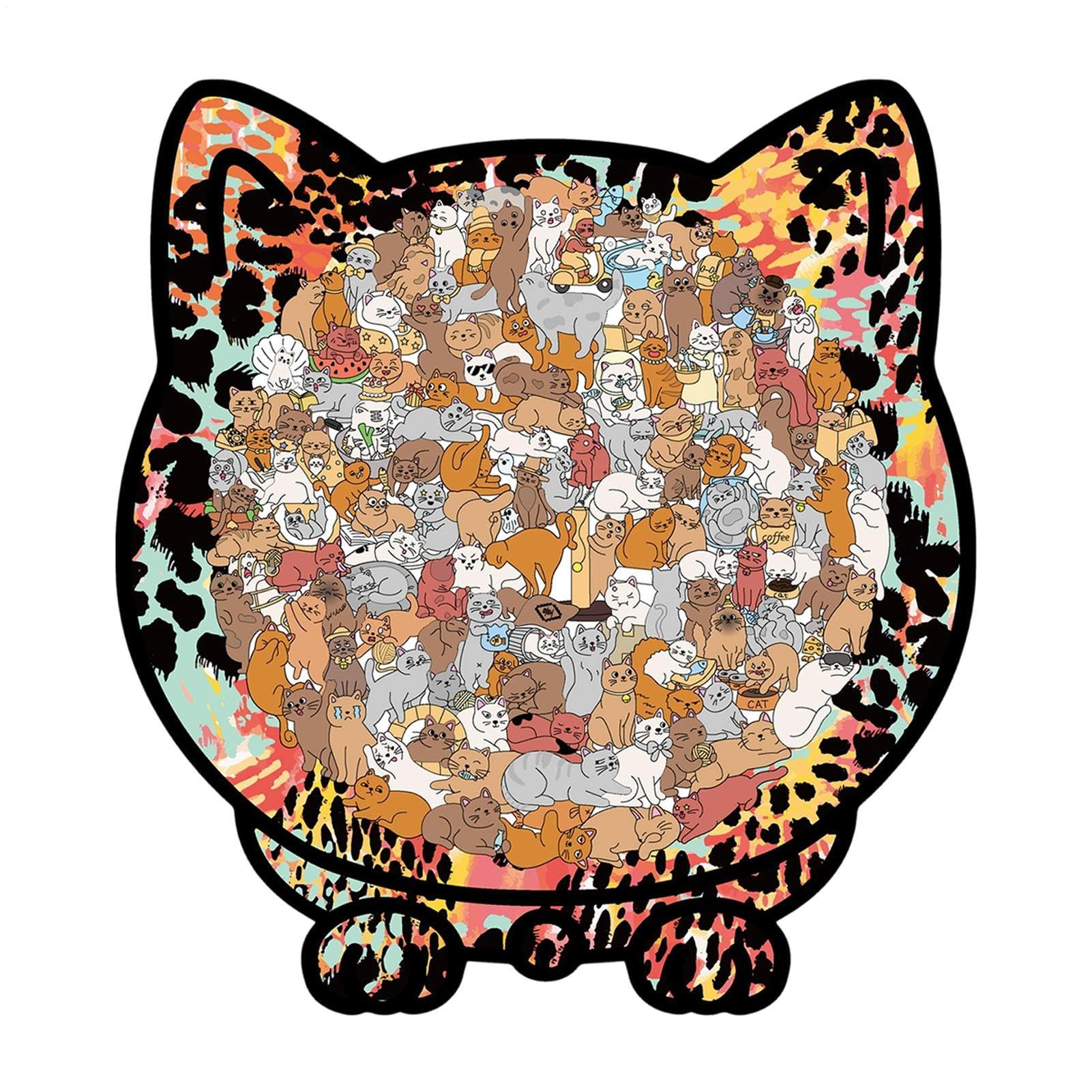 Puzzle de gato contra el estrés: rompecabezas de madera con marco para decorar tu hogar 8