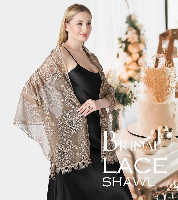 Rebozo elegante de encaje para mujer miniatura 2