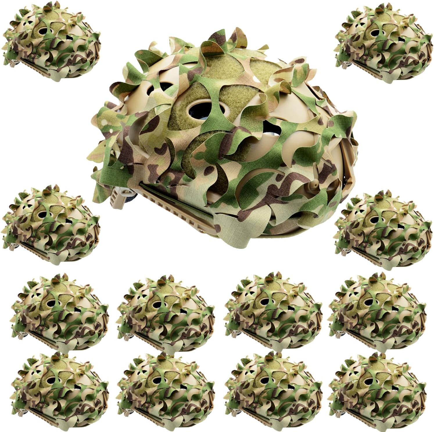 Camo Helmet Cover, 15-Pack Breathable Mesh Camouflage Helmet Wraps with Elastic Fit for Airsoft, Paintball, Outdoor Games (CP)