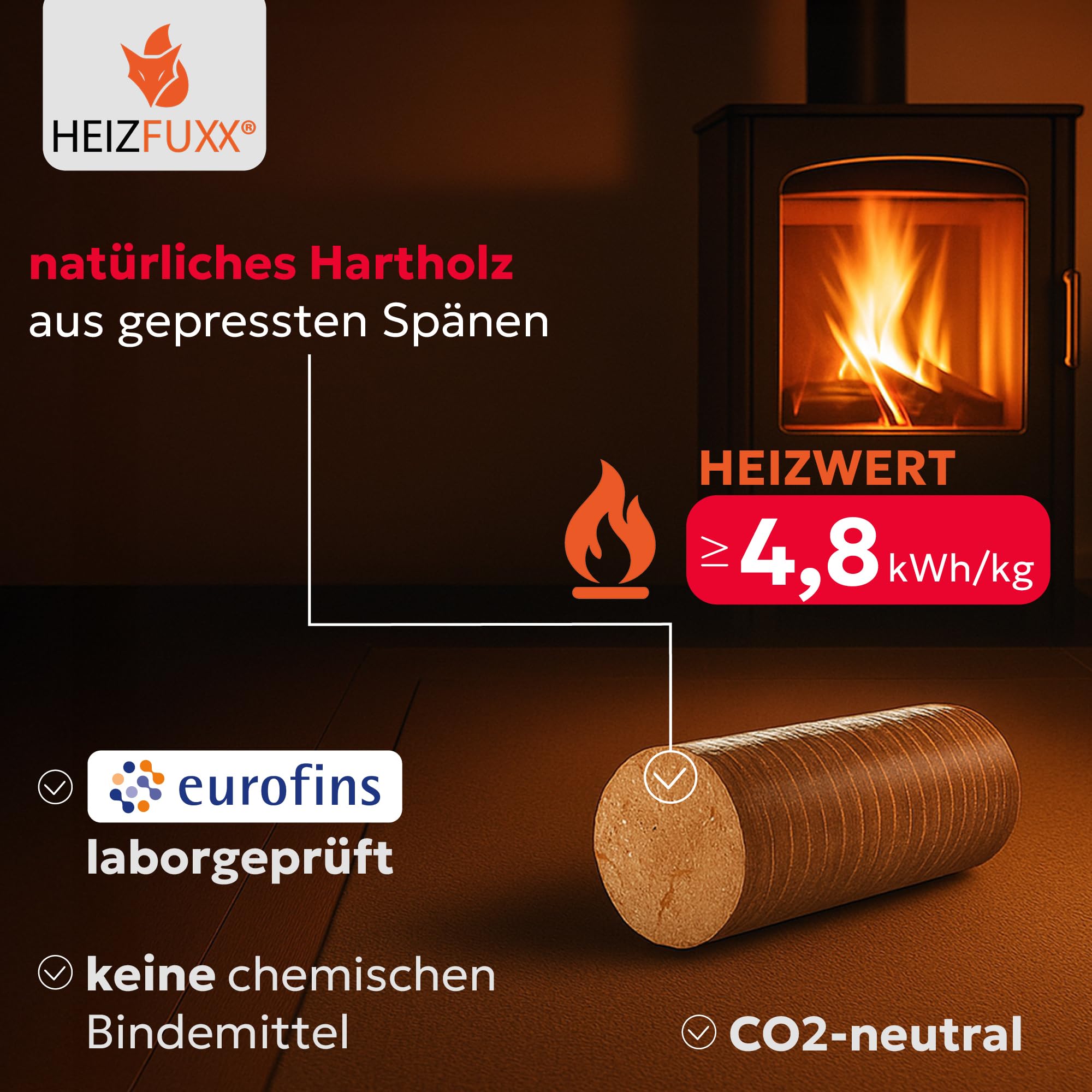 Holzbriketts Nestro XL Red - Hartholzbriketts Palette 960 kg (96x10 kg) - Premium Briketts für Kamin, Heizkessel & Ofen - Hoher Heizwert, geringer Aschegehalt & maximale Energieausbeute