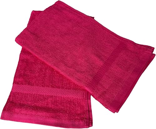 Paquete de 2 toallas de mano Full Terry Premium Plus, 100% algodón, tamaño 16 x 27, ideal para salones, spas, deportes, equipos, hogar (borgoña)