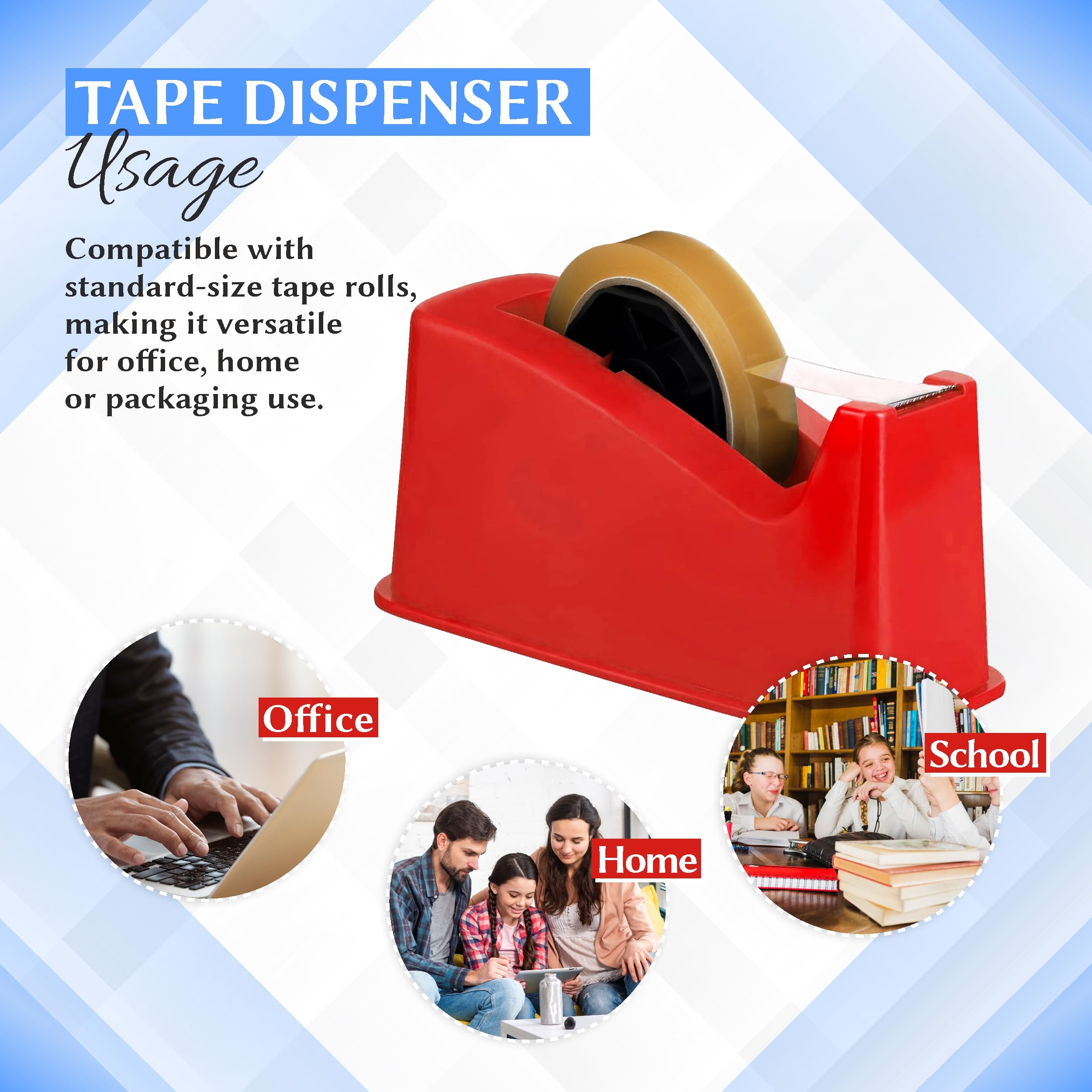 YAJNAS Dispenser per nastro adesivo per imballaggio, pesante e antiscivolo, 2,5 cm, dispenser per nastro in cellophane per casa, ufficio, scuola (colore casuale)