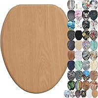 Vista 16 de SANILO Asiento de inodoro de madera con cierre suave [alargado] – Asiento de madera moldeada decorativo, silencioso y de cierre lento – Con fuertes