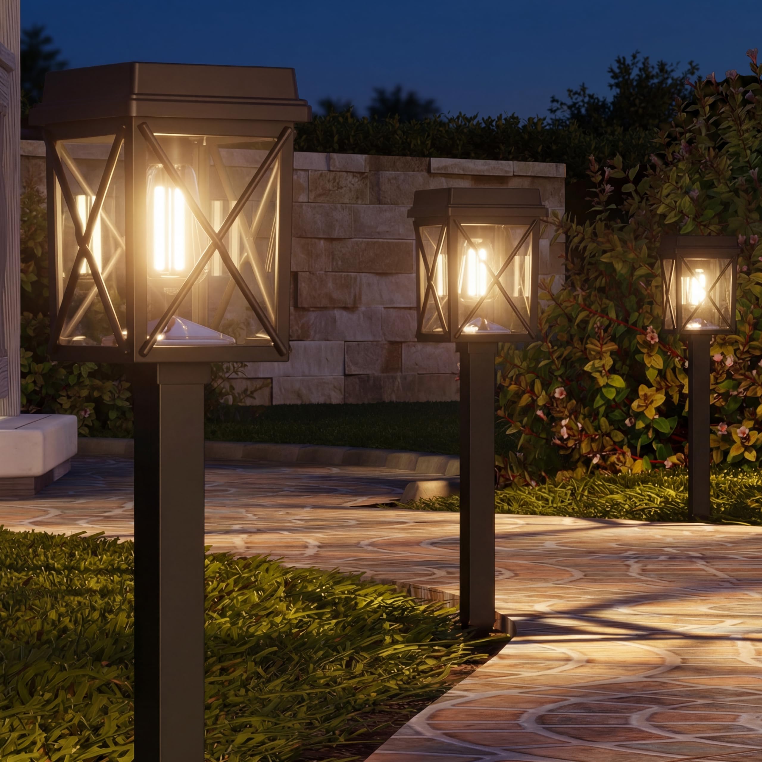 XMCOSY+ Solar Lights Outdoor, 8 Pack 50LM Bright Solar Pathway Lights, IP65 Waterproof 3-in-1 Garden Light for Yard Backyard Driveway Walkway Landscape Path (Warm/Cool White) - 2