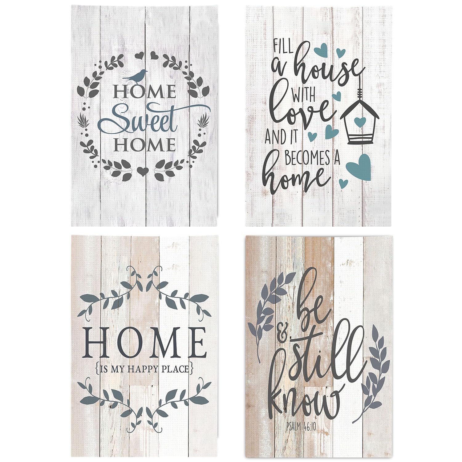 kunlisa Home Sweet Home Kitchen Towels,Farmhouse Kitchen Decor,Farmhouse Hand Towels,House Warming Gifts,16x24 Inch Set of 4