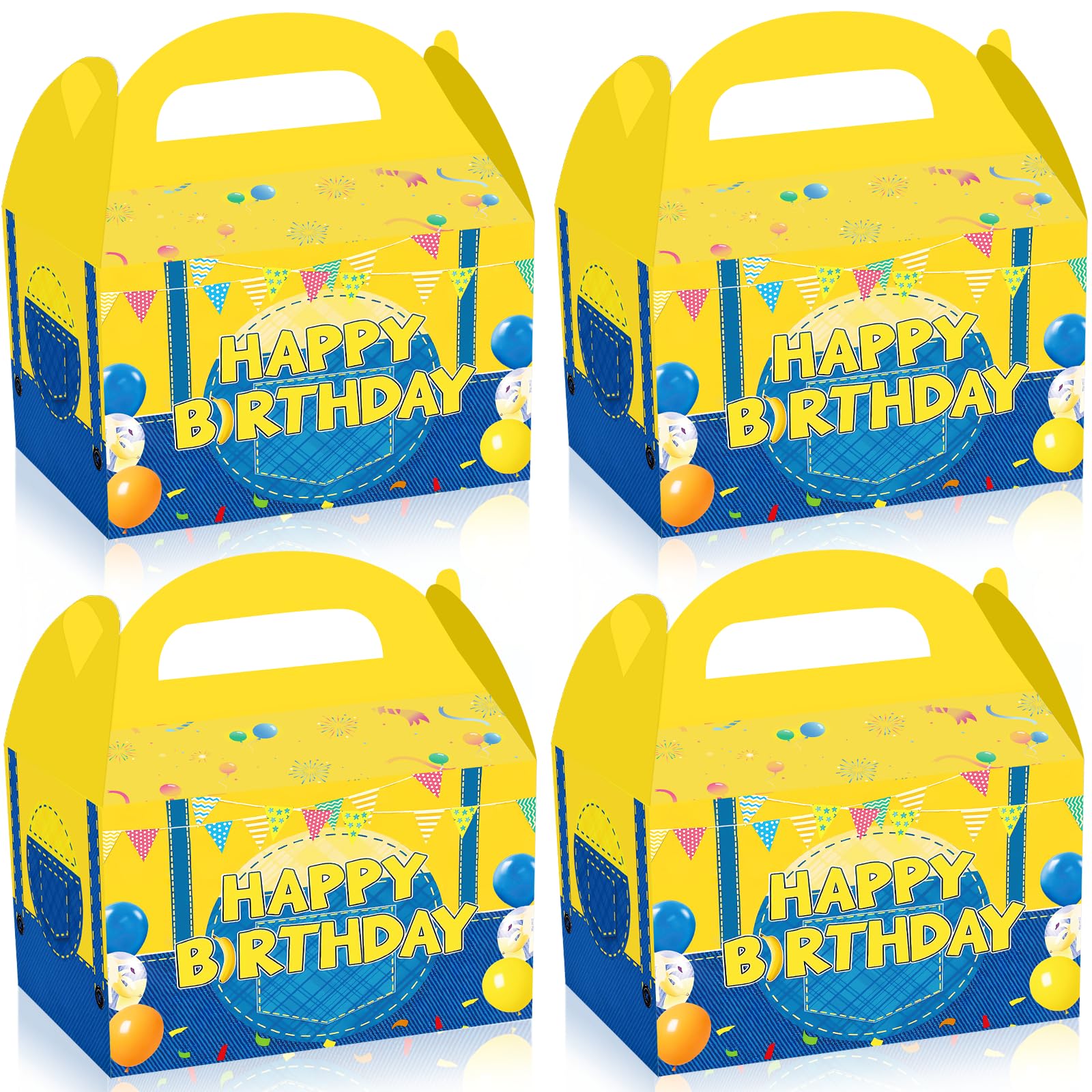 hqLwtEcpkZ Party Favor Goodie Bags for Birthday Supplies Decoration - Yellow Blue Paper Gift Bags