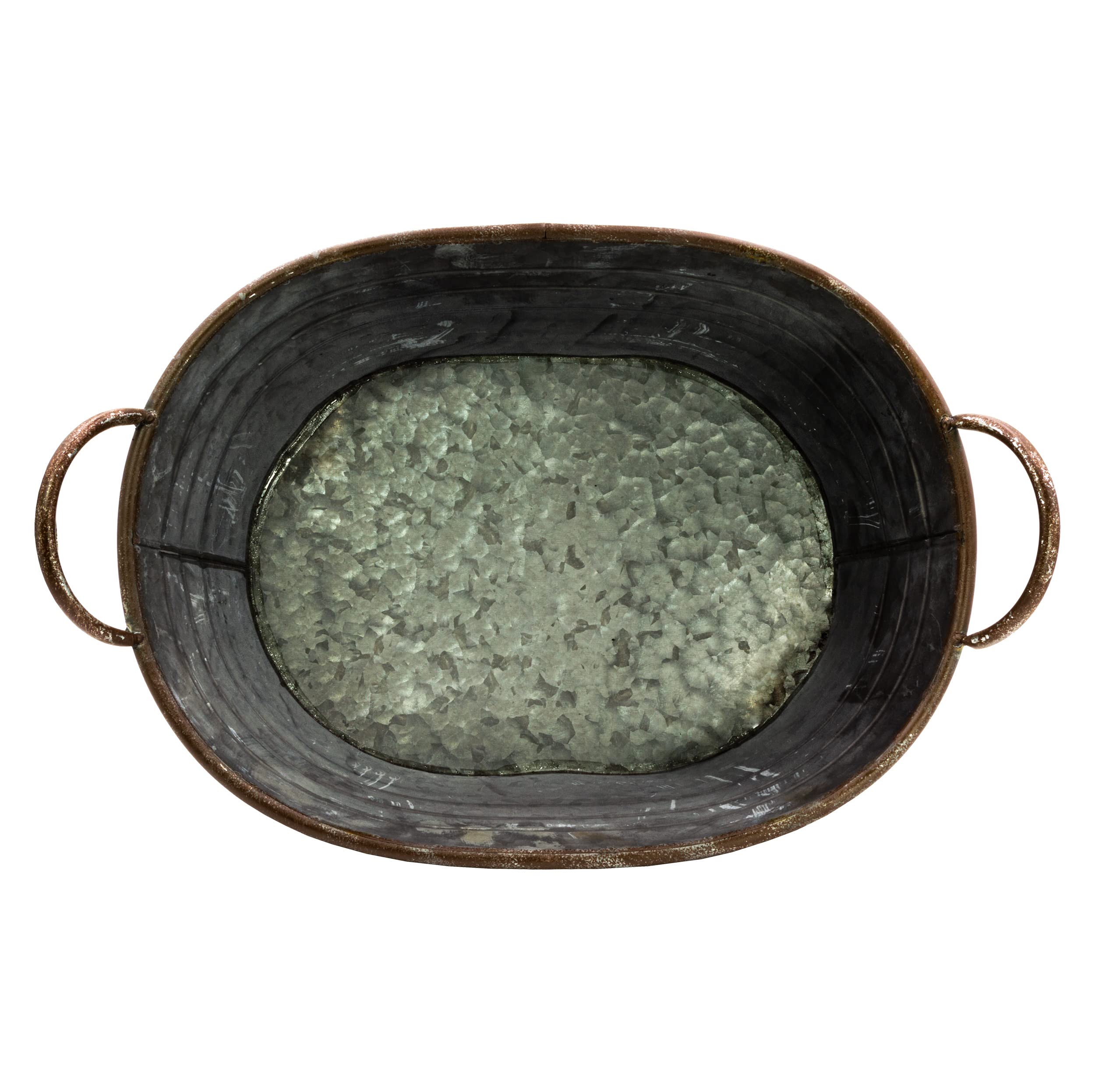 Vasca zincata – Ciotola per piantare – Decorazione da giardino per esterni – Decorazione per matrimoni – Vaso da fiori – Grande fioriera (44 cm)