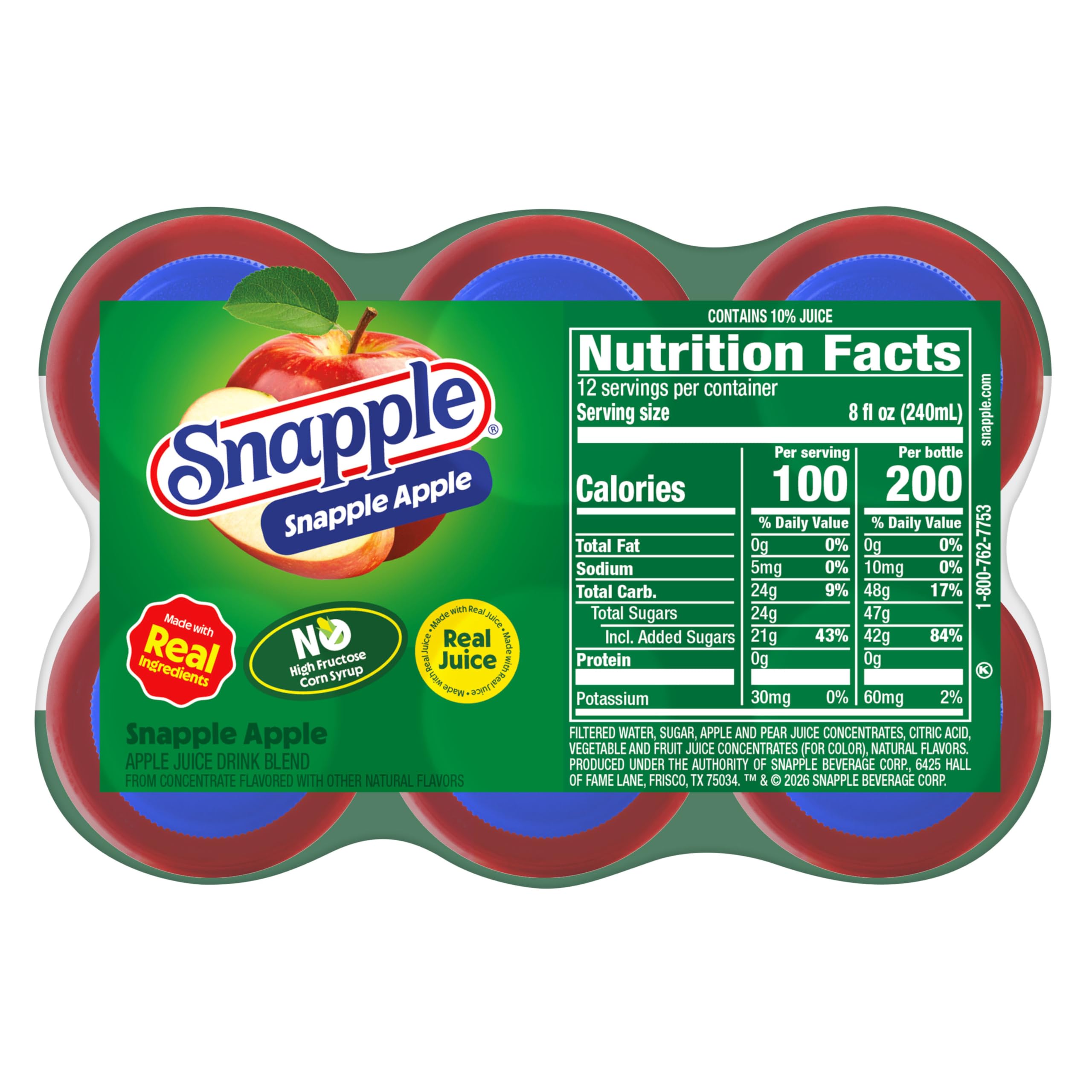 Snapple Herbata jabłkowa - naturalnie aromatyzowana herbata mrożona - butelki 24 x 473 ml