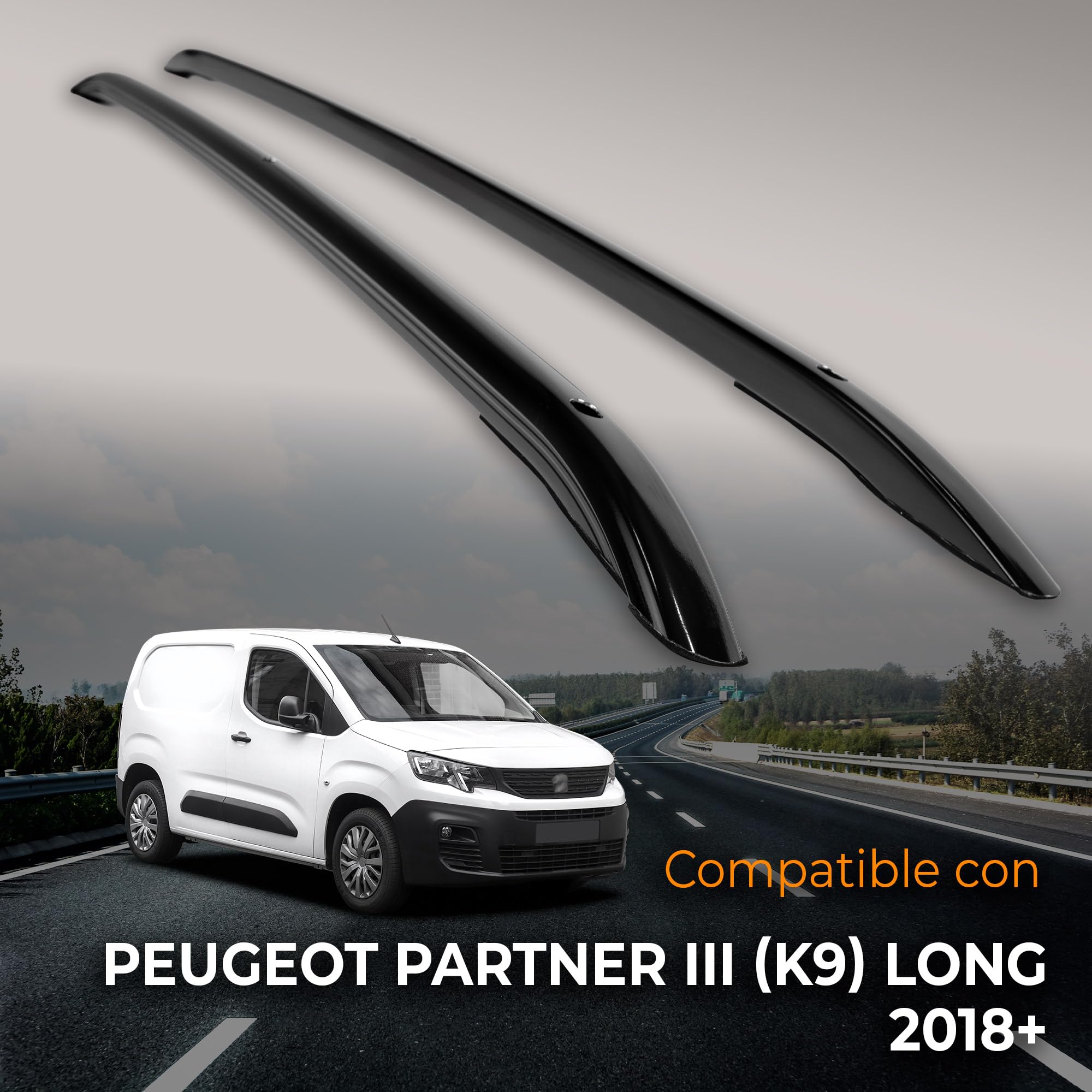 CHROMEMASTER | Barras De Techo Integradas Compatibles con Peugeot Partner L2 Largo 2018+; Instale En Las Barras De Techo Un Portaequipajes, Un Cofre De Techo O Una Cesta De Techo | Aluminio