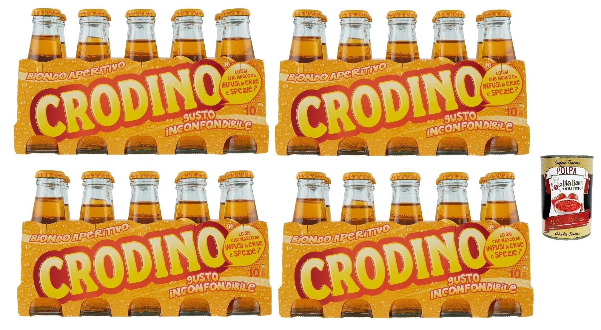 San pellegrino Crodino Lot de 40 apéritif sans alcool amer d'Italie + polpa italien gourmet 400 g