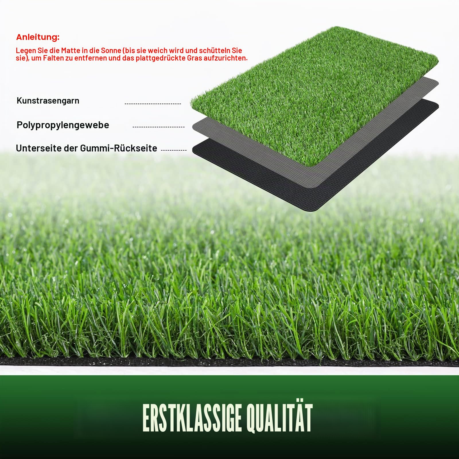 Treetone, Kunstrasen-Türmatte, dichter Rasenteppich für drinnen und draußen, ideal für Eingangsbereich, Terrasse oder Garten, realistische Hundematte aus synthetischem Gras – 60×90 cm