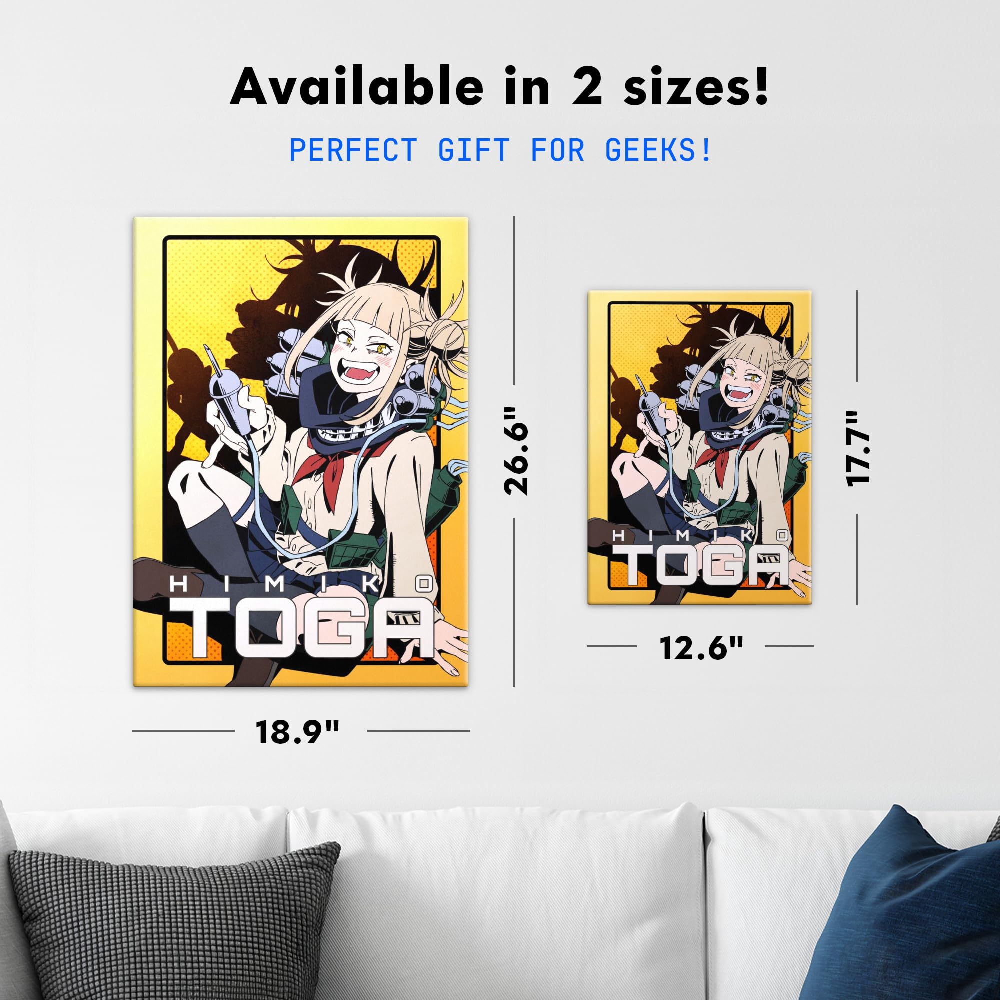 Displate Metall poster My Hero Academia Toga's Manic Embrace Größe L | Bilder Wanddeko Wohnzimmer & Schlafzimmer Wandbilder, Geschenk. Wandkunst mit Magnet-Befestigung, ohne Bohren.
