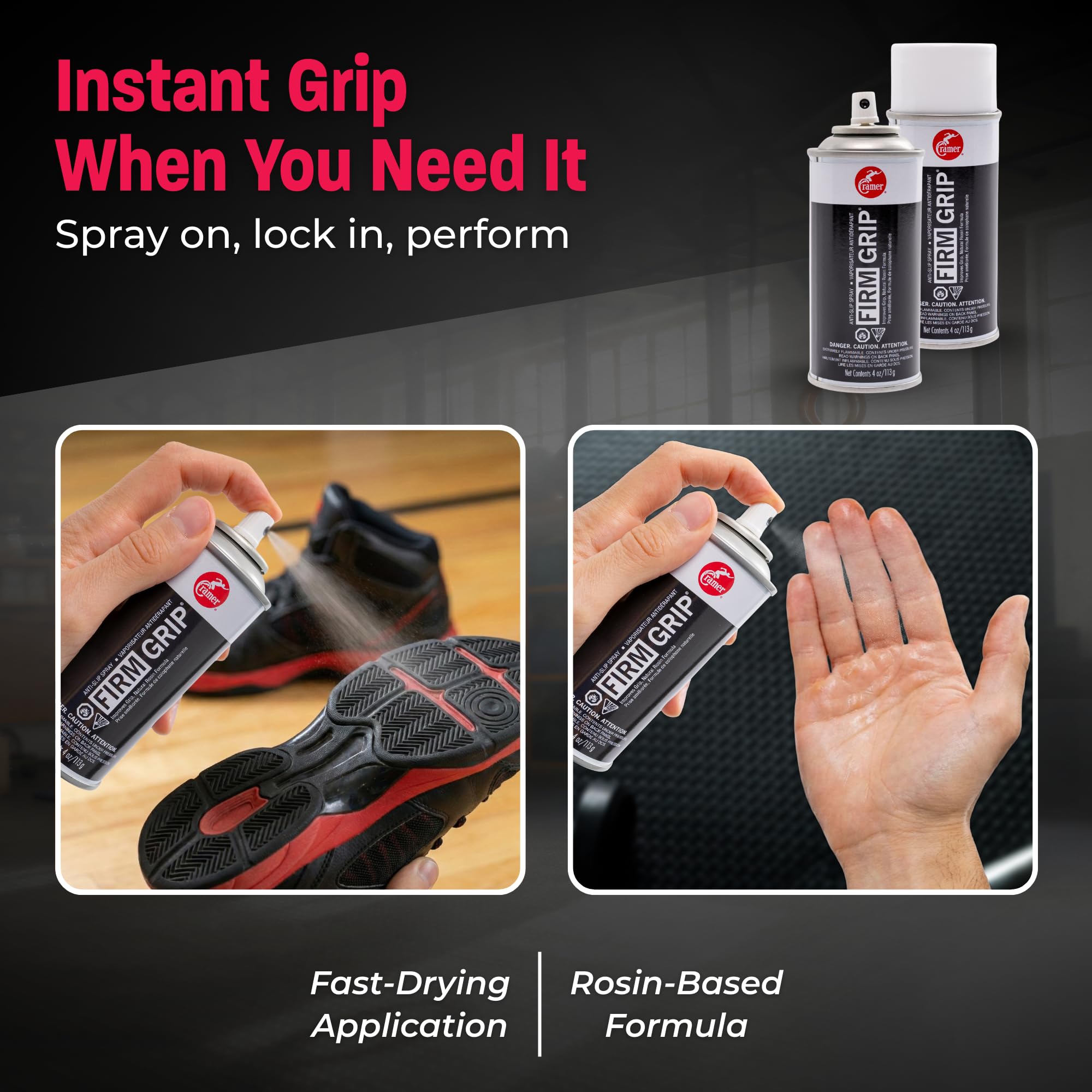 Cramer Firm Grip, Anti-Slip Grip Enhancer for Sweaty Hands & Activities Like Football, Tennis, Golf, Weightlifting, Pole Fitness & Gymnastics,  or Powder, 4 Ounce: Spray