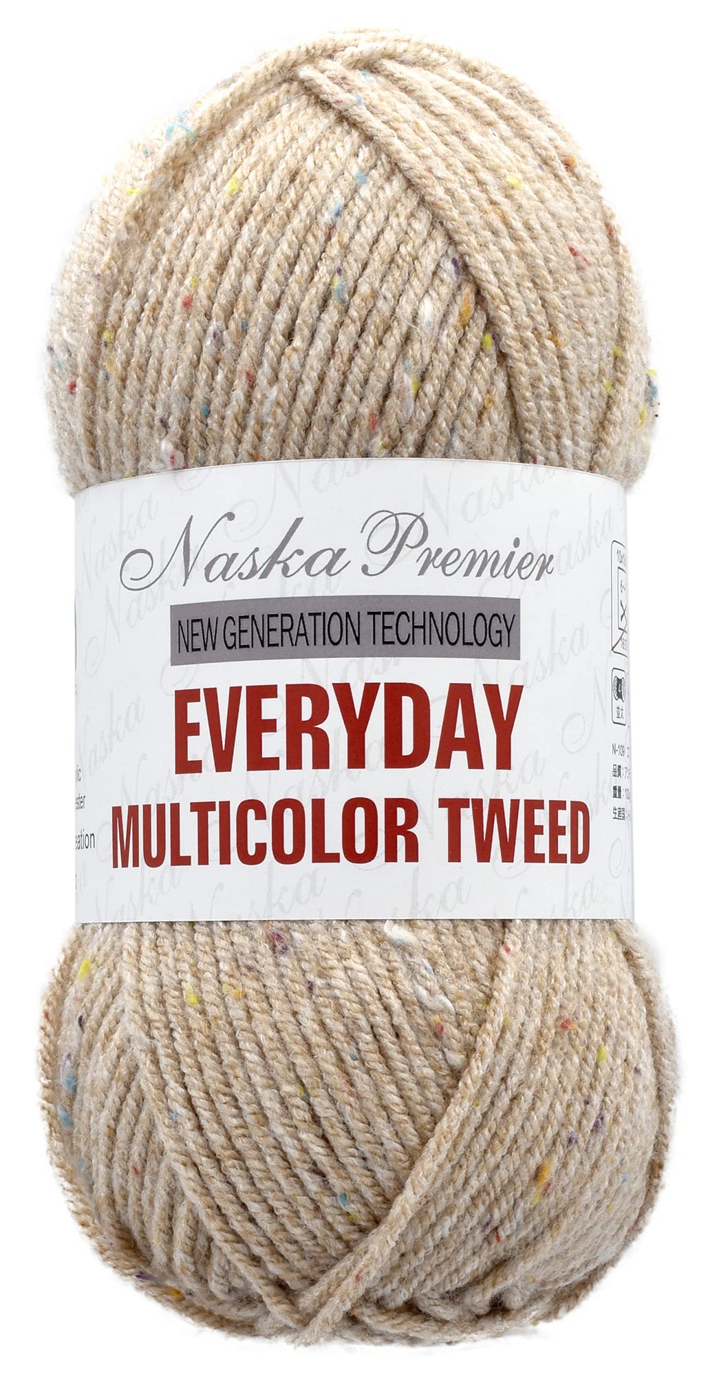 NASKA NASKA Hand Knitting Yarn, Everyday Multicolored Tweed, Medium Thick, COL.301 Beige Type, 3.5 oz (100 g), Approximately 541 ft (165 m) N-108