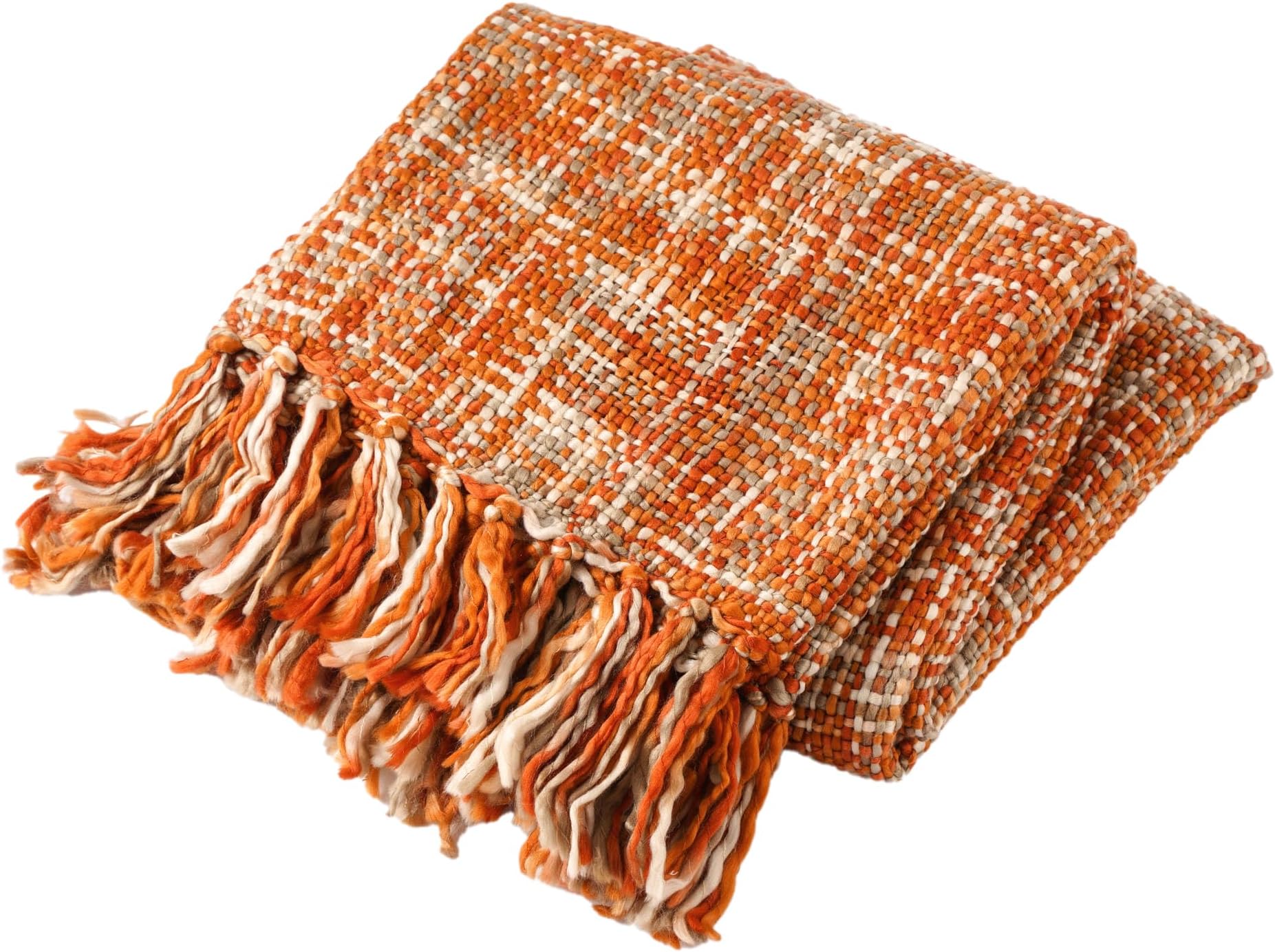Battilo Rustic Style Acrylic Throw Blanket Measuring, Orange