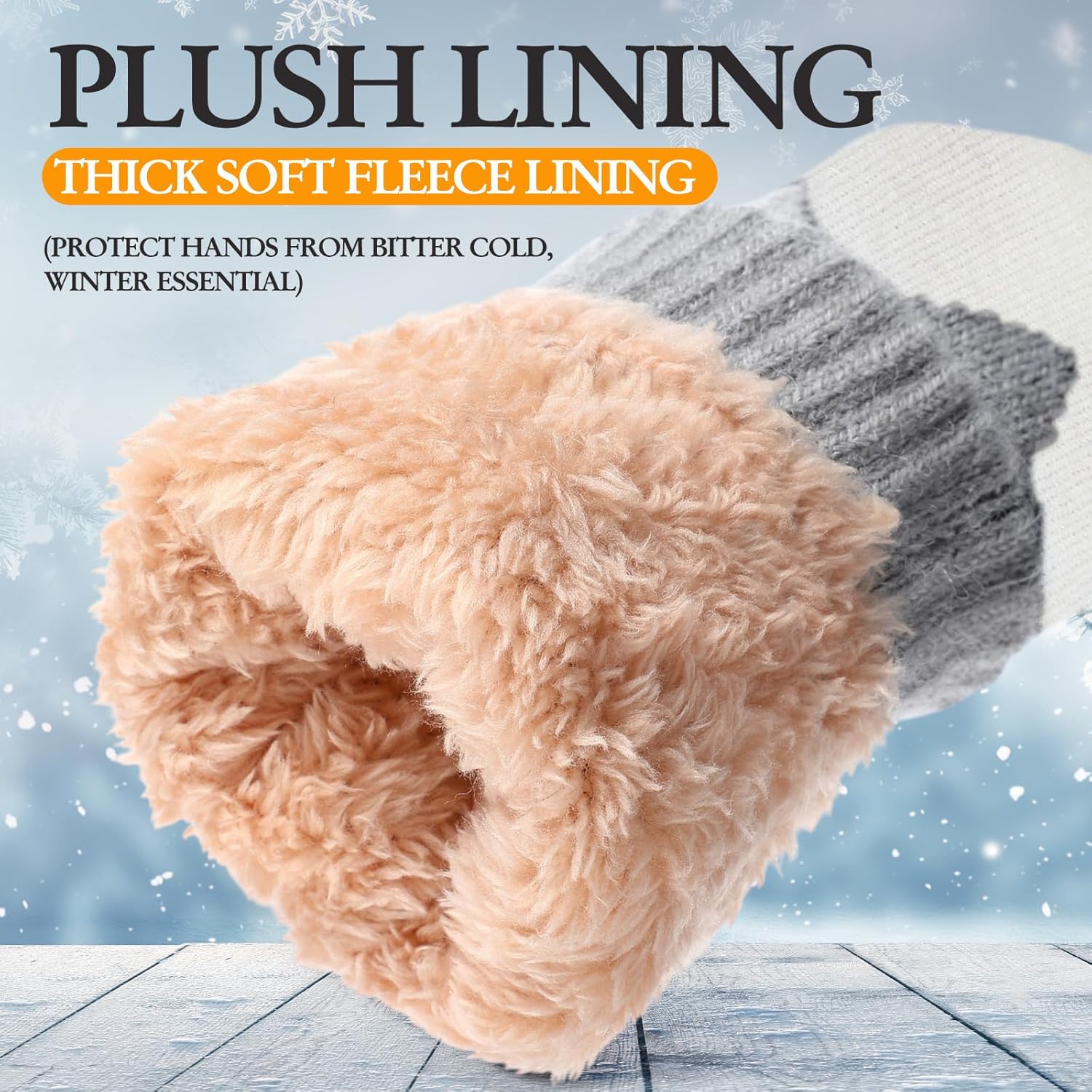 Vicenpal 3 Pairs Warm Mittens for Women Cute Winter Mitten Fleece Lining Cozy Wool Glove Cold Weather Thick Warm Knitted - Image 4