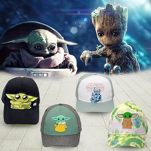 Miniatura 6 de Star Wars Baby Yoda Hat Niño Niños y Niñas, Baby Yoda Gorra de béisbol de 2 a 5 años en negro