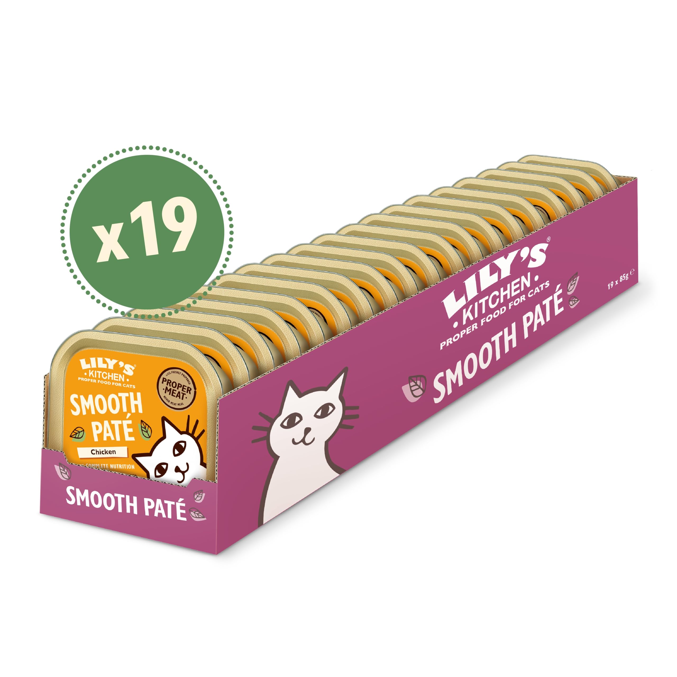 Lily's Kitchen Vaschetta di paté naturale per gatti adulti, con pollo, ricetta senza cereali (19 x 85g vaschette)