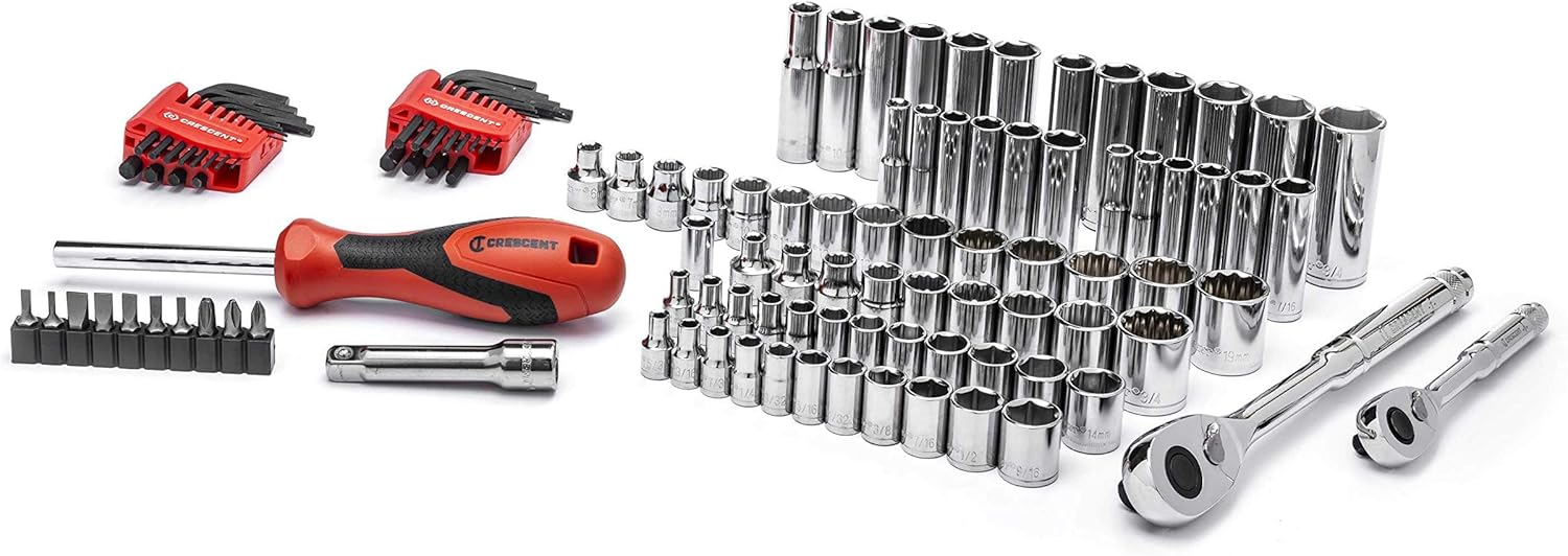 Crescent 84 Piece 1/4" & 3/8" Drive 6 & 12 Point Standard & Deep SAE/Metric Mechanics Tool Set - CTK84C