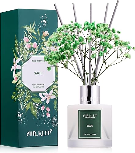 Miniatura 32 de Airkeep Difusor de varillas de 3.38 onzas (3.4 fl oz), juego de difusor de varillas perfumadas de lino limpio y vainilla de cachemira, difusor de