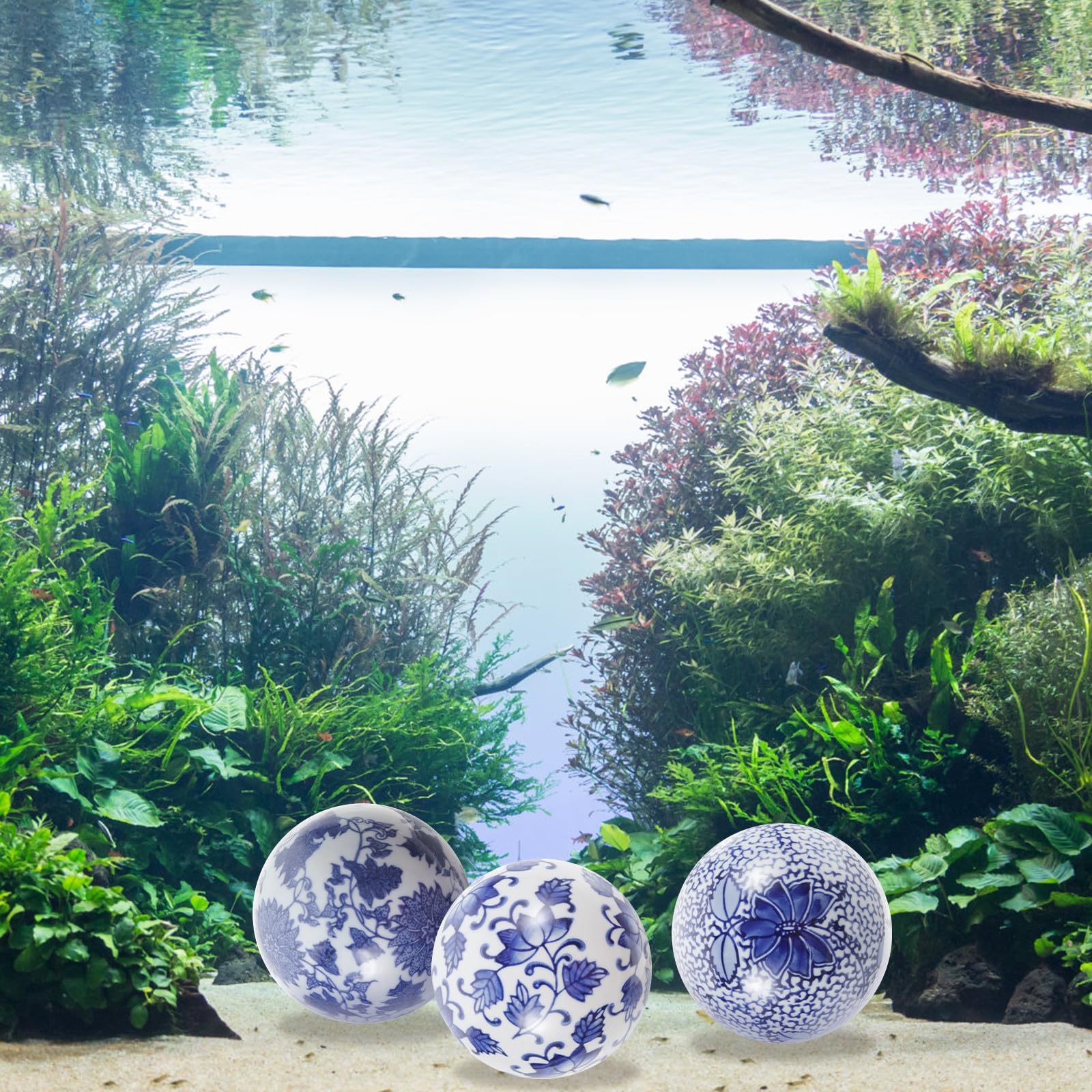 OUNONA Boules Flottantes en Céramique Lot de 3 Sphères Blanches 10 CM pour Décoration Intérieure Extérieure Piscine et Centre de Table Plusieurs Styles