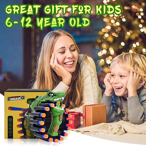 Miniatura 7 de Pistola de juguete de dinosaurio para dardos de pistolas Nerf, pistola de espuma manual, con 60 balas suaves y tambor de 16 rondas, pistolas de