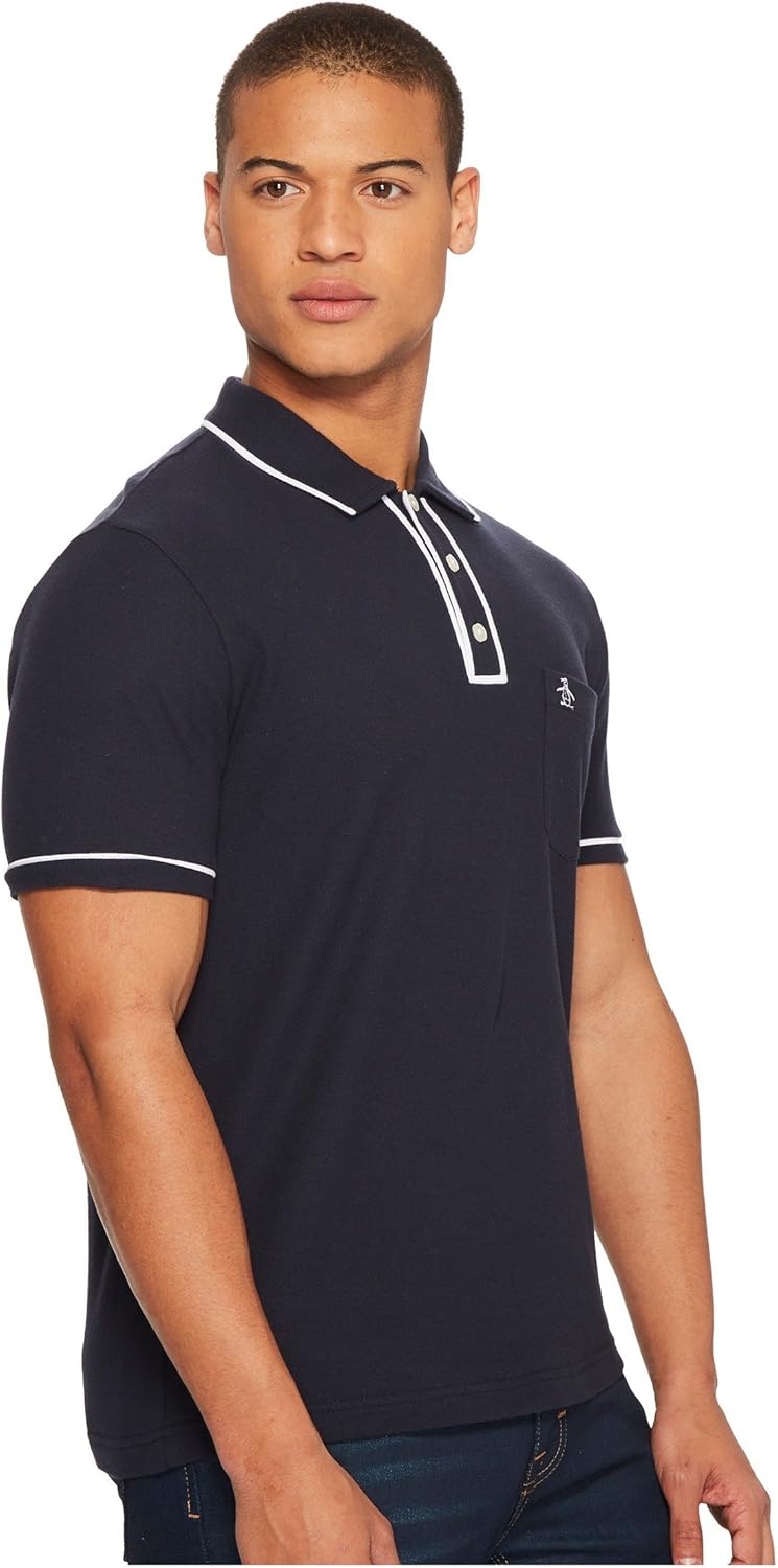 Original Penguin Men's Slim Fit Earl Polo Shirt (Sizes S-XXL) Small Dark Sapphire/Bright White