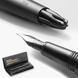 TAG Submarine Luxury Fountain Pen – TurbineDriven Refill, Steel Black Fine Nib, Elegant Writing Gift for Men & Women, Designed by Award-Winning Team
