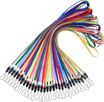 Wisdompro 30 Pack 17 inch Long Colorful Quick Release Neck Lanyard Strap Bulk for USB Flash Drives, Keys, Keychains, ID Name Tag Badge Holders - Assorted Colors