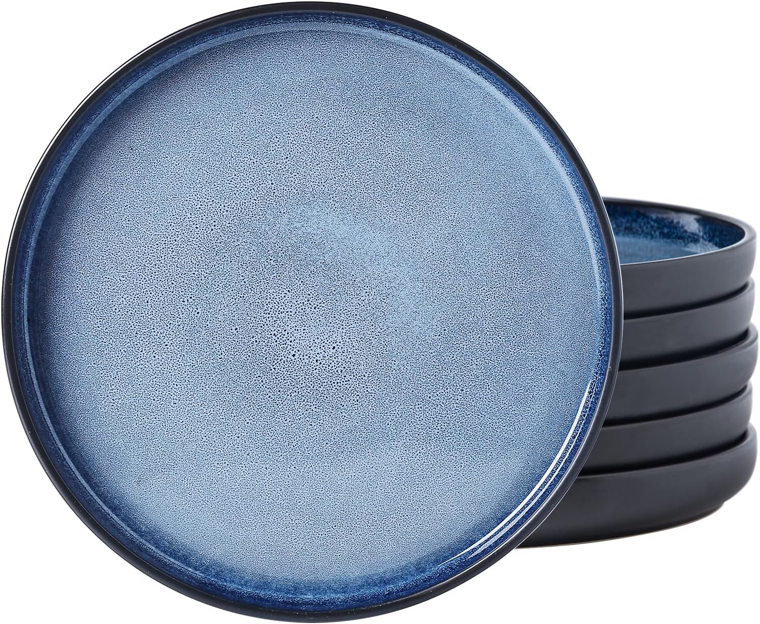 MONITO Ceramic Dinner Plates Set of 6,10.2 Inch Reactive Glaze Porcelain Plates, Dinnerware Dishes Set for Kitchen,Microwave,Dishwasher, Ice Blue Ice Blue 10.2 In