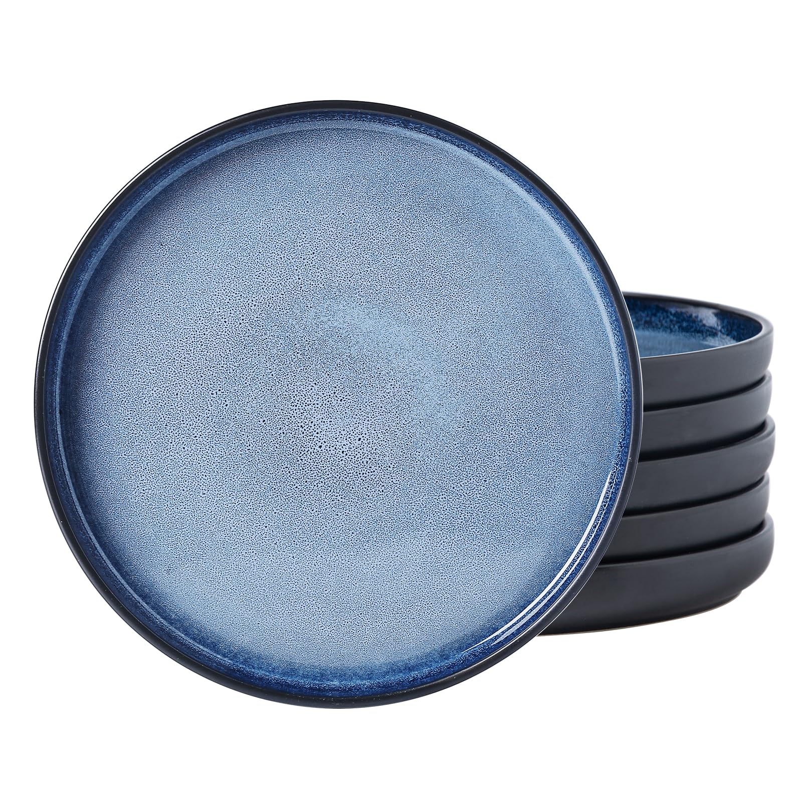 MONITO Ceramic Dinner Plates Set of 6,10.5 Inch Reactive Glaze Porcelain Plates, Dinnerware Dishes Set for Kitchen,Microwave,Dishwasher, Ice Blue