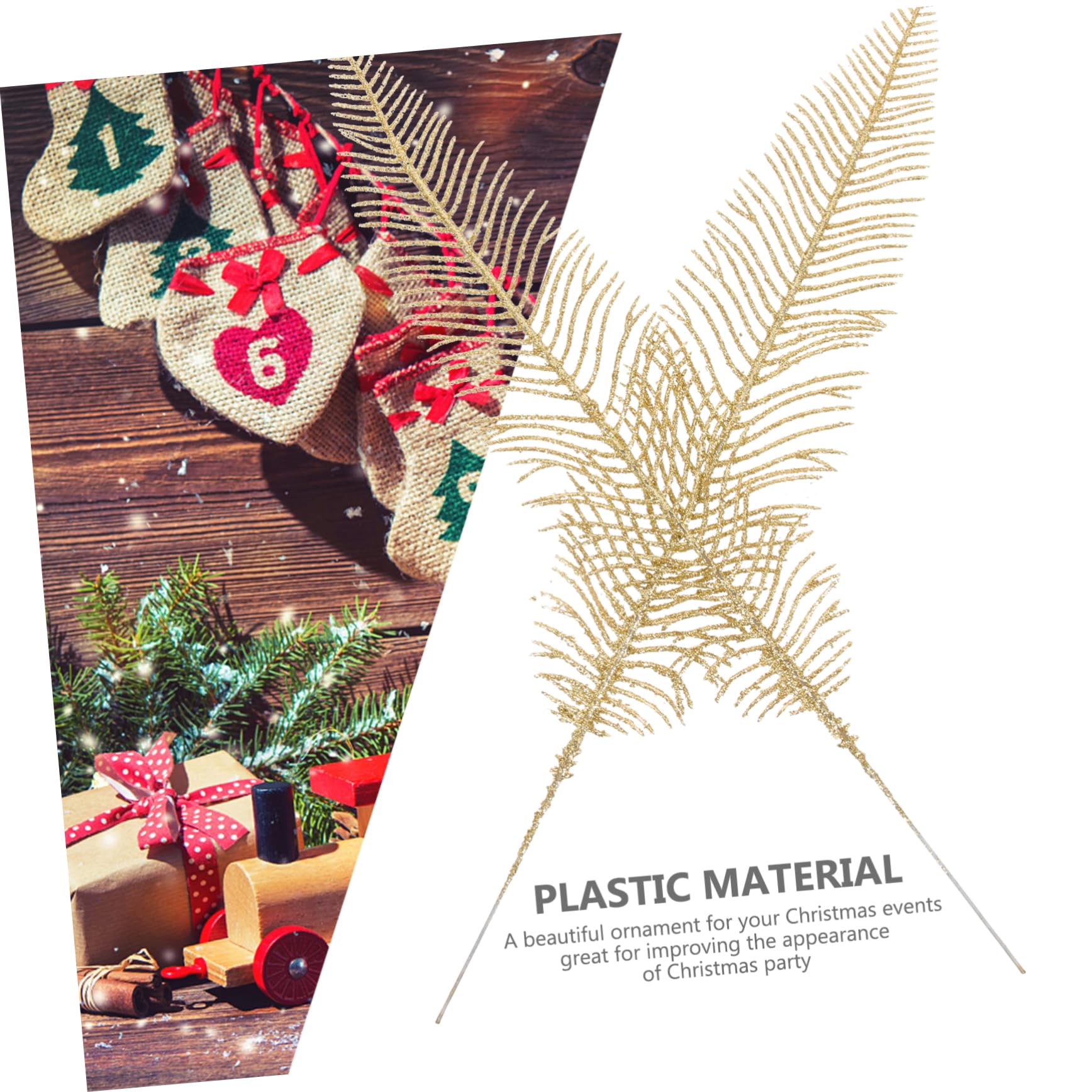 Ciieeo 40 Pz Lama in Polvere D'oro Foglie Finte Ramo Di Foglie Di Natale Foglie Di Natale Artificiali Plettri Natalizi Glitterati Abbellimenti Floreali Decorazioni Natalizie Plastica