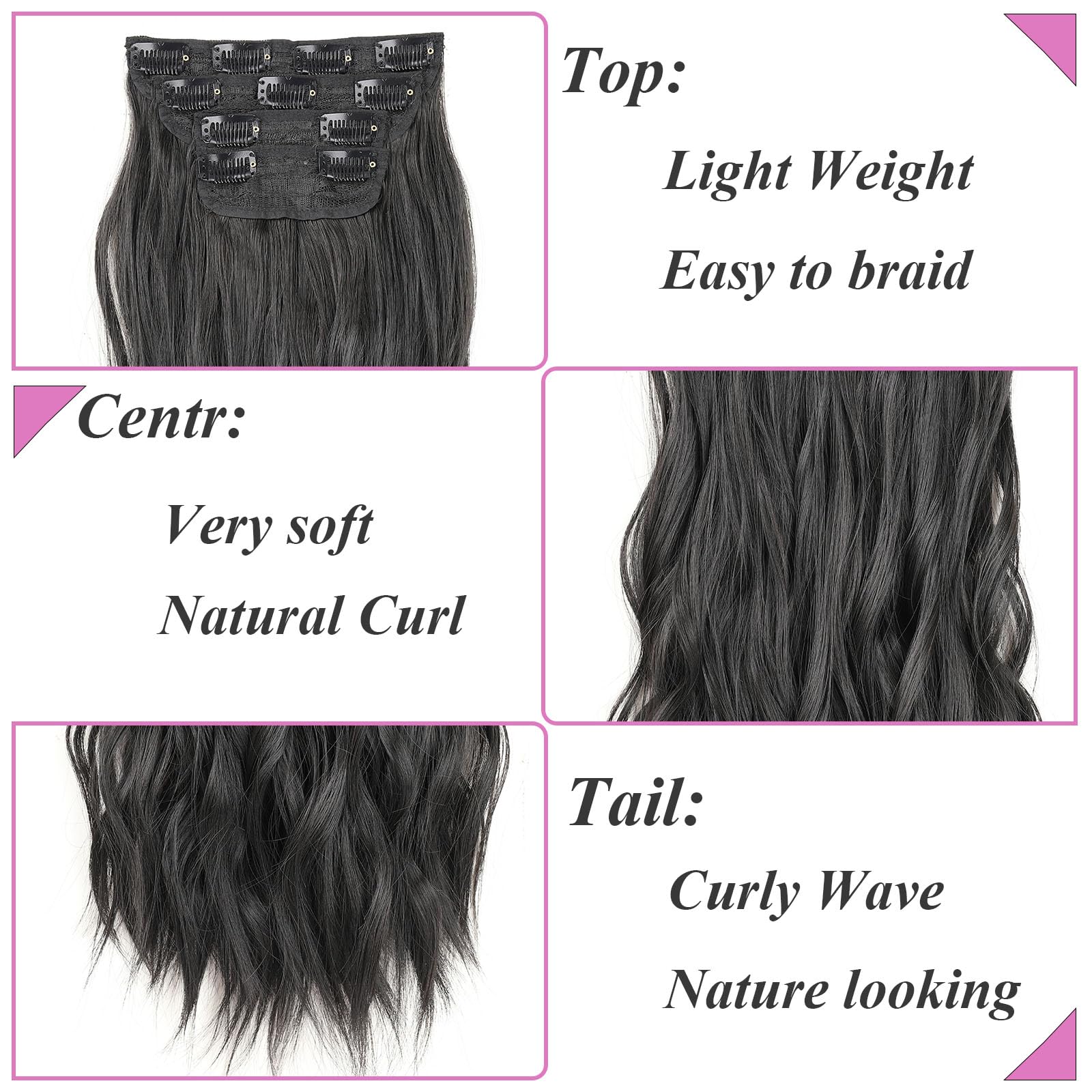Samtress Clip in Hair Extensions for Women 20 Inch 4 PCS Long Wavy Clip in Hair Extension Synthetic Fiber Thick Hairpieces Brown Mixed Blonde (#8AH18) - Image 3