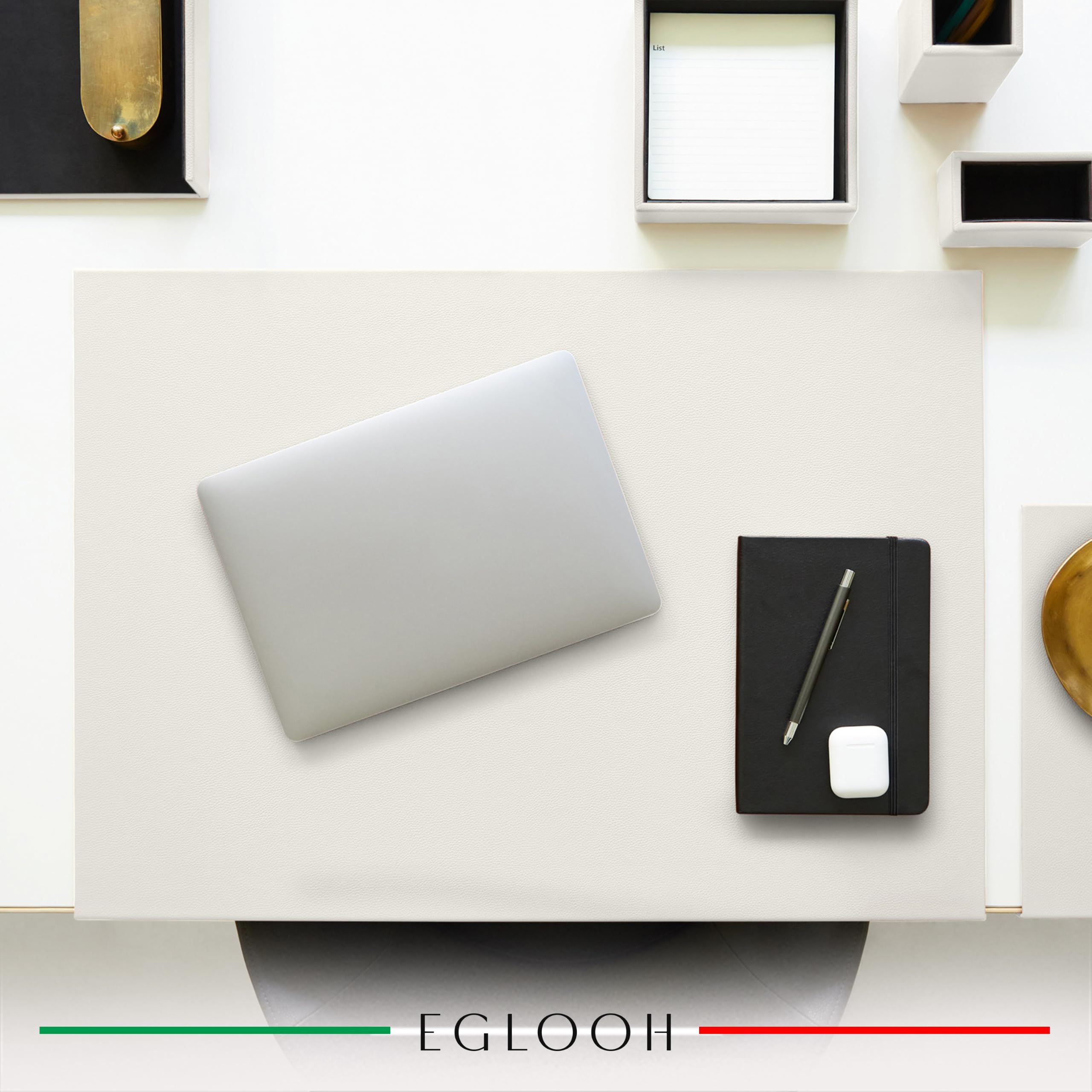 Eglooh – Adamantis – Sottomano Scrivania Pelle Vera con Proteggi Spigolo – Tappetino Scrivania XXL Elegante e Antiscivolo – Accessori Scrivania Ufficio Made in Italy