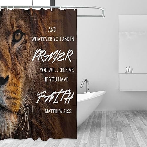 Miniatura 3 de Cortina de ducha de tela decorativa con ganchos, regalos cristianos para mujeres, cortina de ducha estética cristiana de fe, forro de cortina de