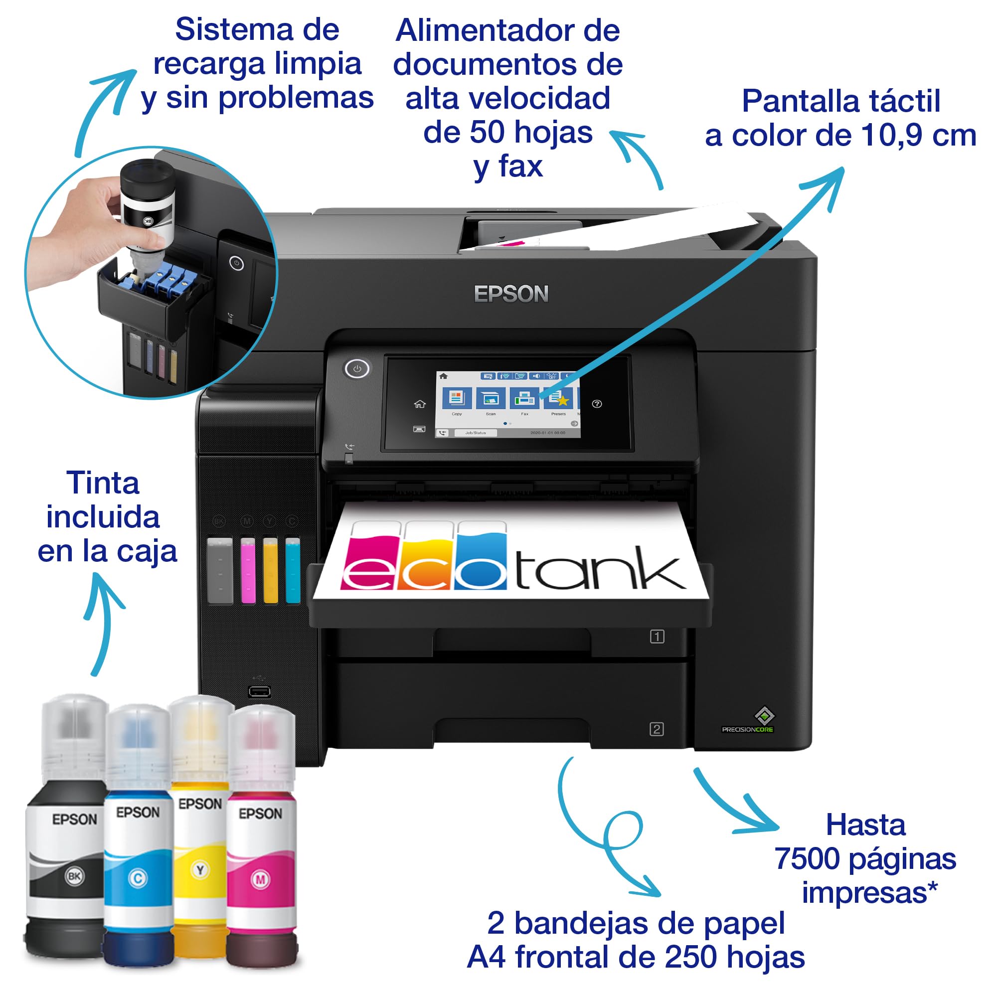 Epson EcoTank ET-5850 A4 Multifunction Wi-Fi Ink Tank Printer with Fax