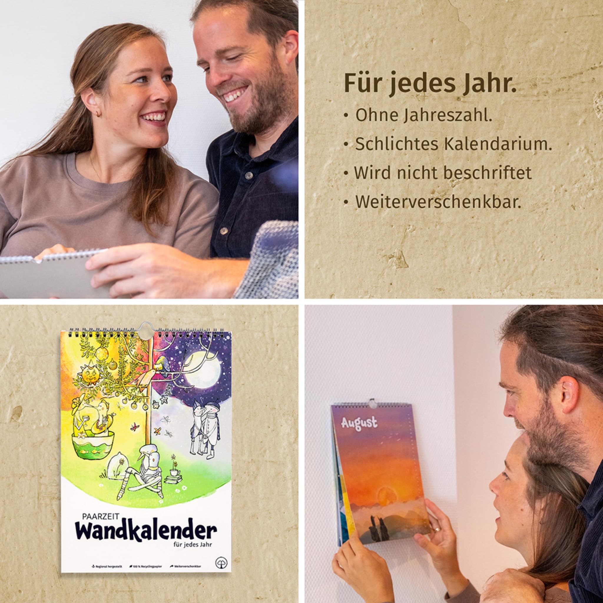 Paarzeit Wandkalender 2025 – Jahreskalender für Paare. Echte Verbundenheit, ein Date pro Monat. Geschenk Weihnachten für Erwachsene (Frauen/Männer/Queer), dekorativer Monatskalender, 12 Erlebnisse