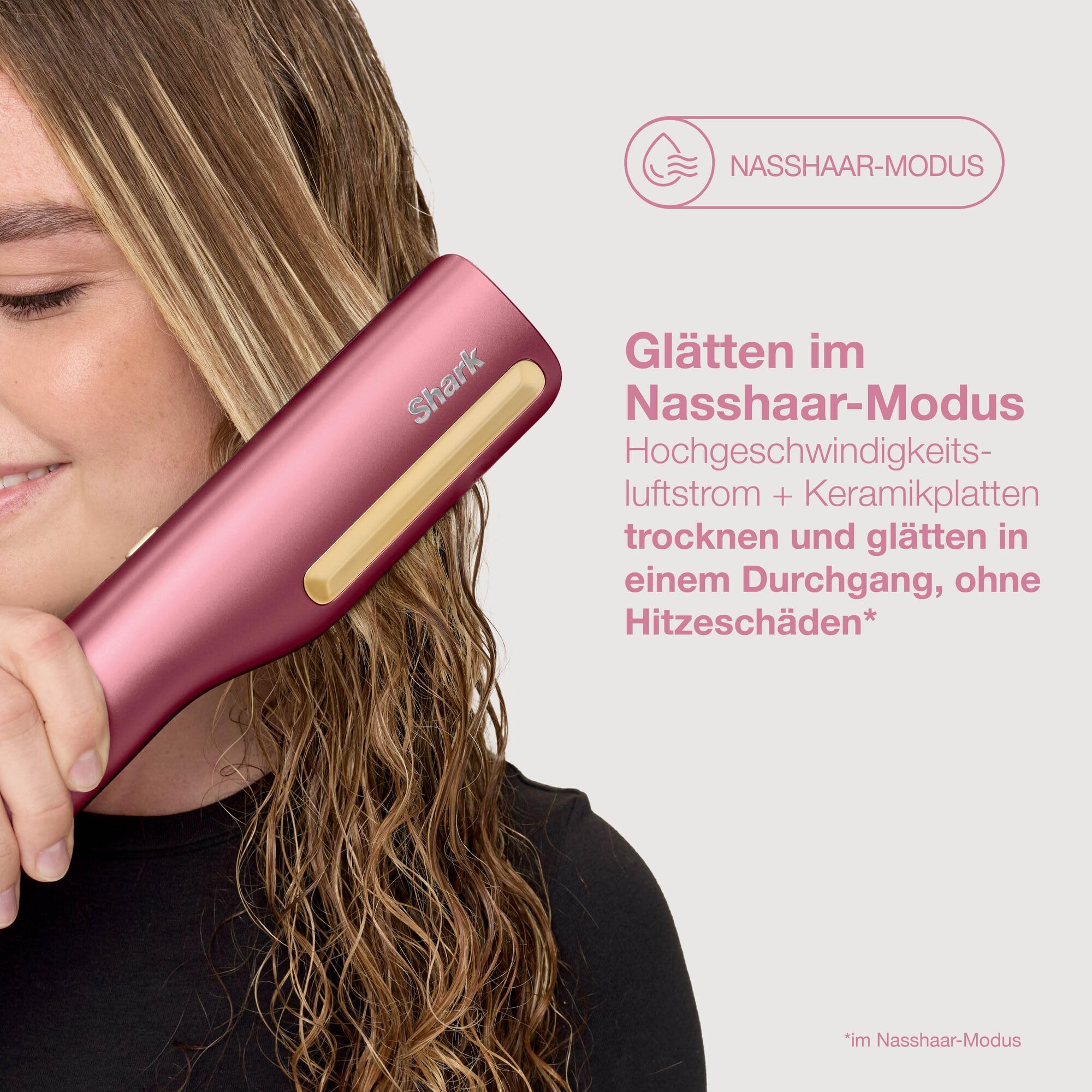 Shark SilkiPro Straight Glätteisen + Haartrockner, Rosa [HT401EUPK] | mit hitzebeständiger Aufbewahrungsbox – Rosa [HT401EUPK]