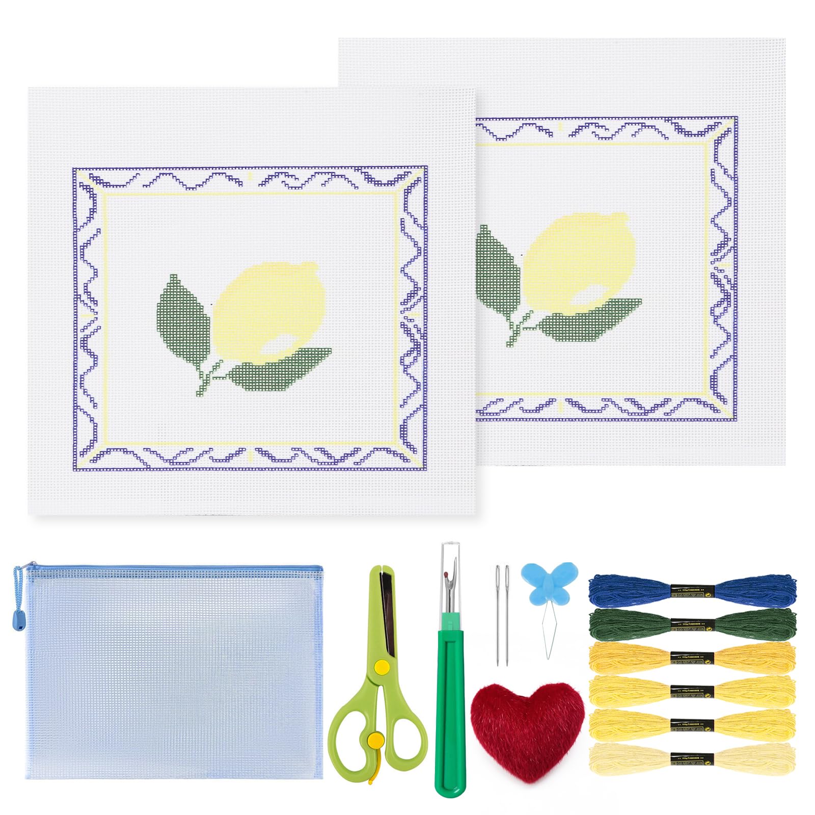 Ansberta 15Pcs Lemon 18 Mesh Needlepoint Canvas Kit for Beginners Adults