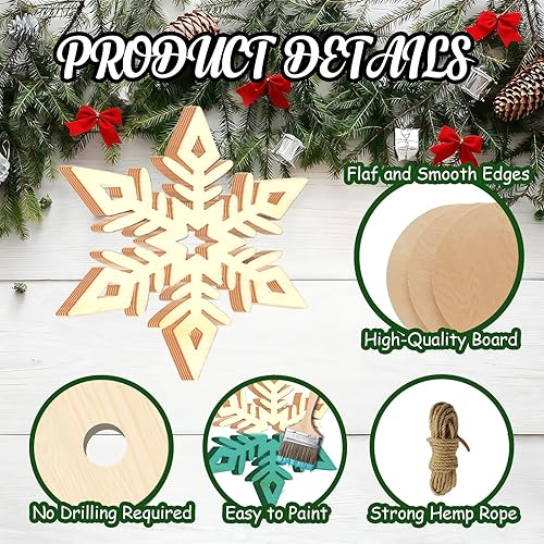 Miniatura 21 de Paquete de 50 rebanadas de madera pintables en blanco para colgar en forma de corazón natural para niños, manualidades, manualidades H-50 corazones