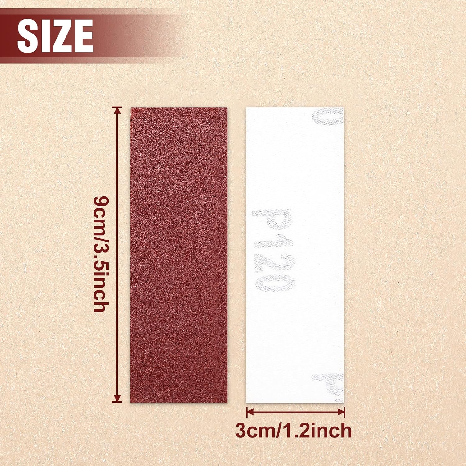 100Pcs Micro Detail Sander Paper Kit 3.5x1.2 Inch Hook and Loop Sandpaper Strips 120 Grit, Micro Finishing Sander Paper Detail Sander Refills for DIY Crafts Wood Tight Narrow Spaces Polishing