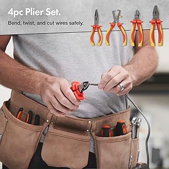 VonHaus Electrician Screwdriver and Pliers Tool Set - Insulated Screwdriver Set for Safe Electrical Work - 1000V VDE Tested - Includes Voltage Tester, Wire Stripper, Tape - Electricians Tools